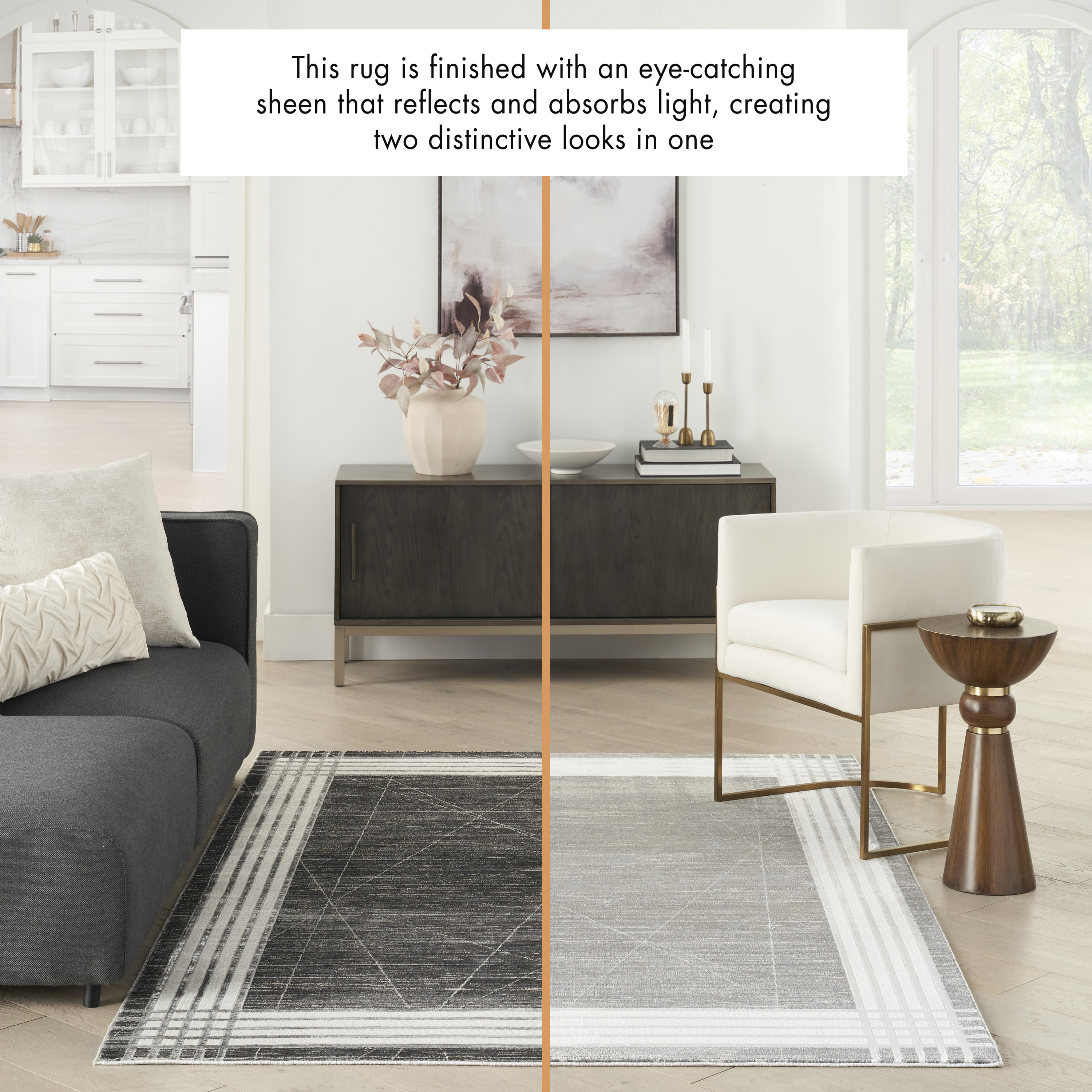 Nourison Desire 3'11" x 5'11" Charcoal Silver Modern Indoor Rug