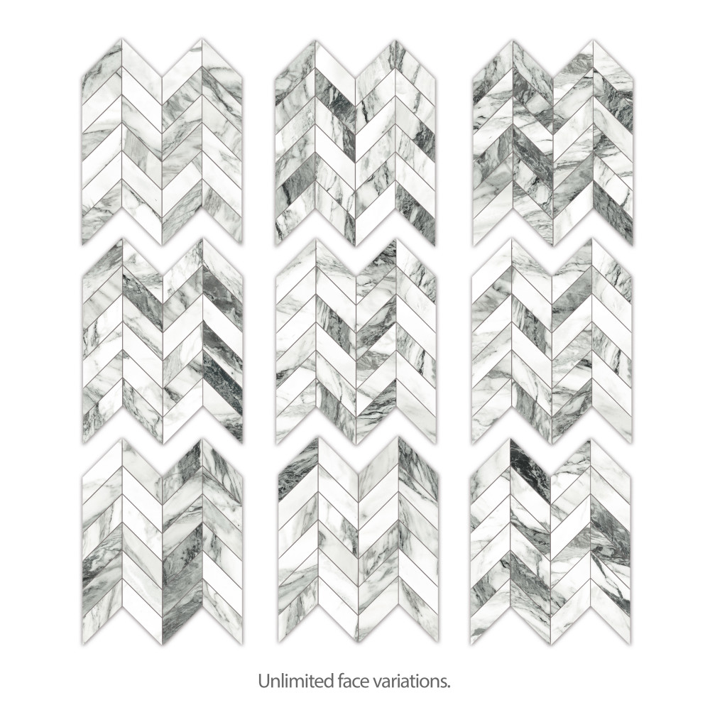 Touche Chevron Zebre 11-3/4 in. x 12-1/4 in. Porcelain Mosaic Tile