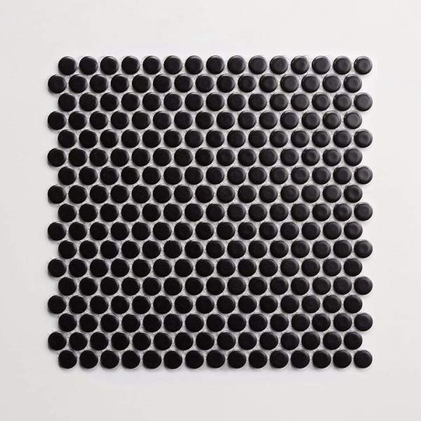 porcelain | black matte | penny rounds mosaic sheet 