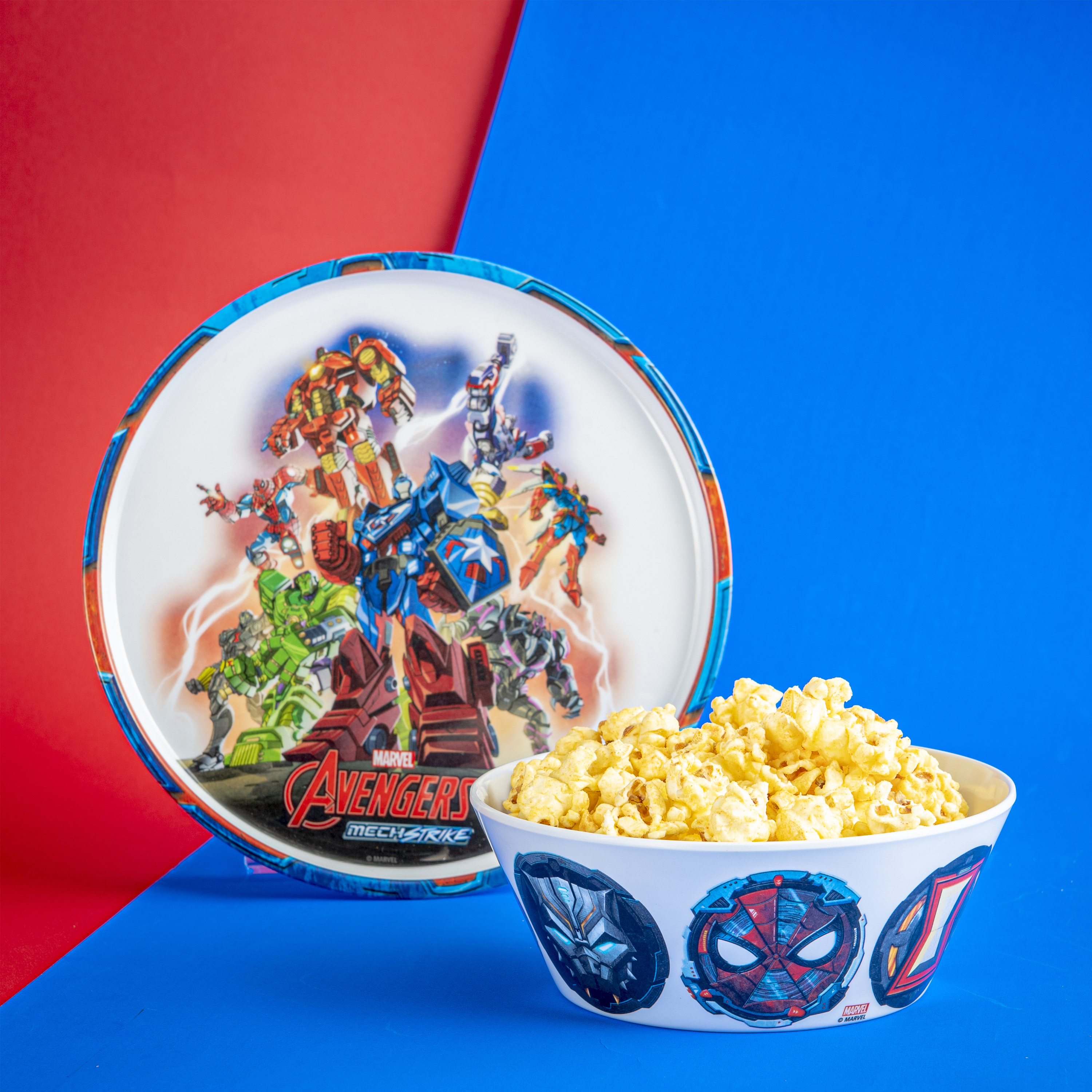 Marvel Comics Kids Dinnerware Set, The Avengers: Mech Strike, 2-piece set slideshow image 2 Marvel Comics Kids Dinnerware Set, The Avengers: Mech Strike, 2-piece set slideshow image 2