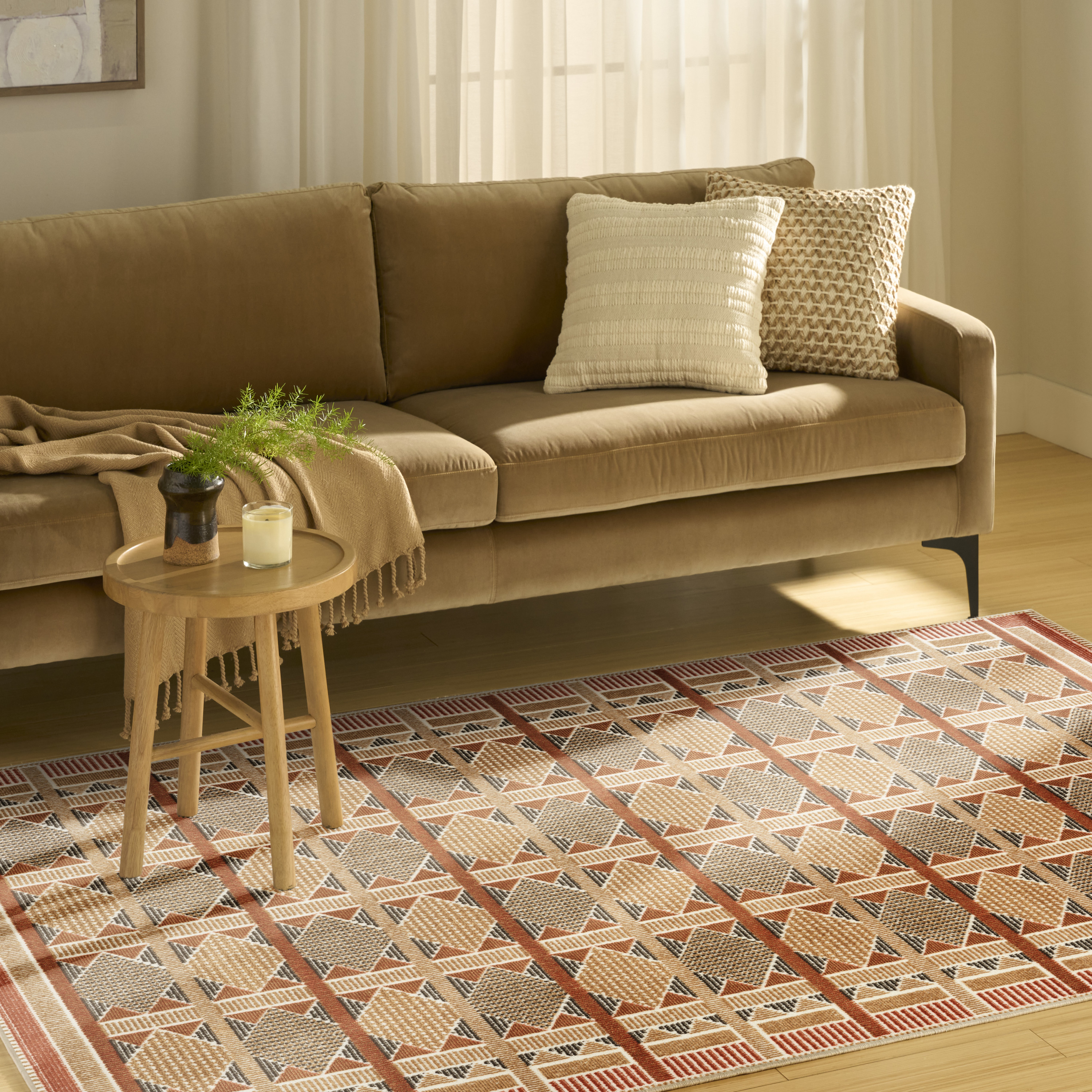 Nourison Nordic 5' x 7' Rust Multicolor Modern Indoor Rug