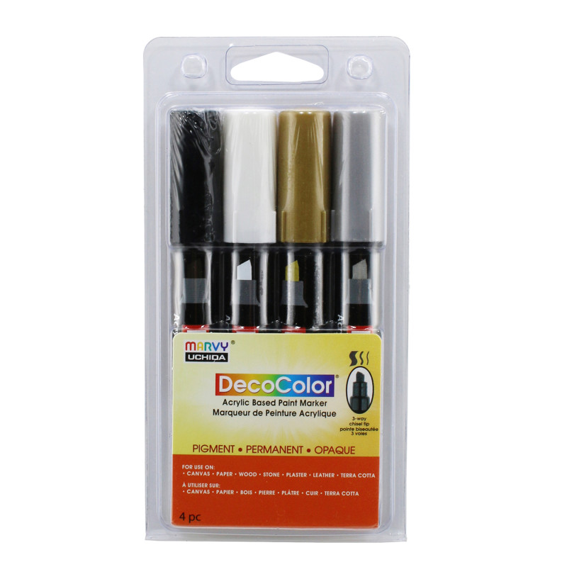 DecoColor® Acrylic Paint Markers, 315-S, Chisel Tip, Classic Colors, Set of 4