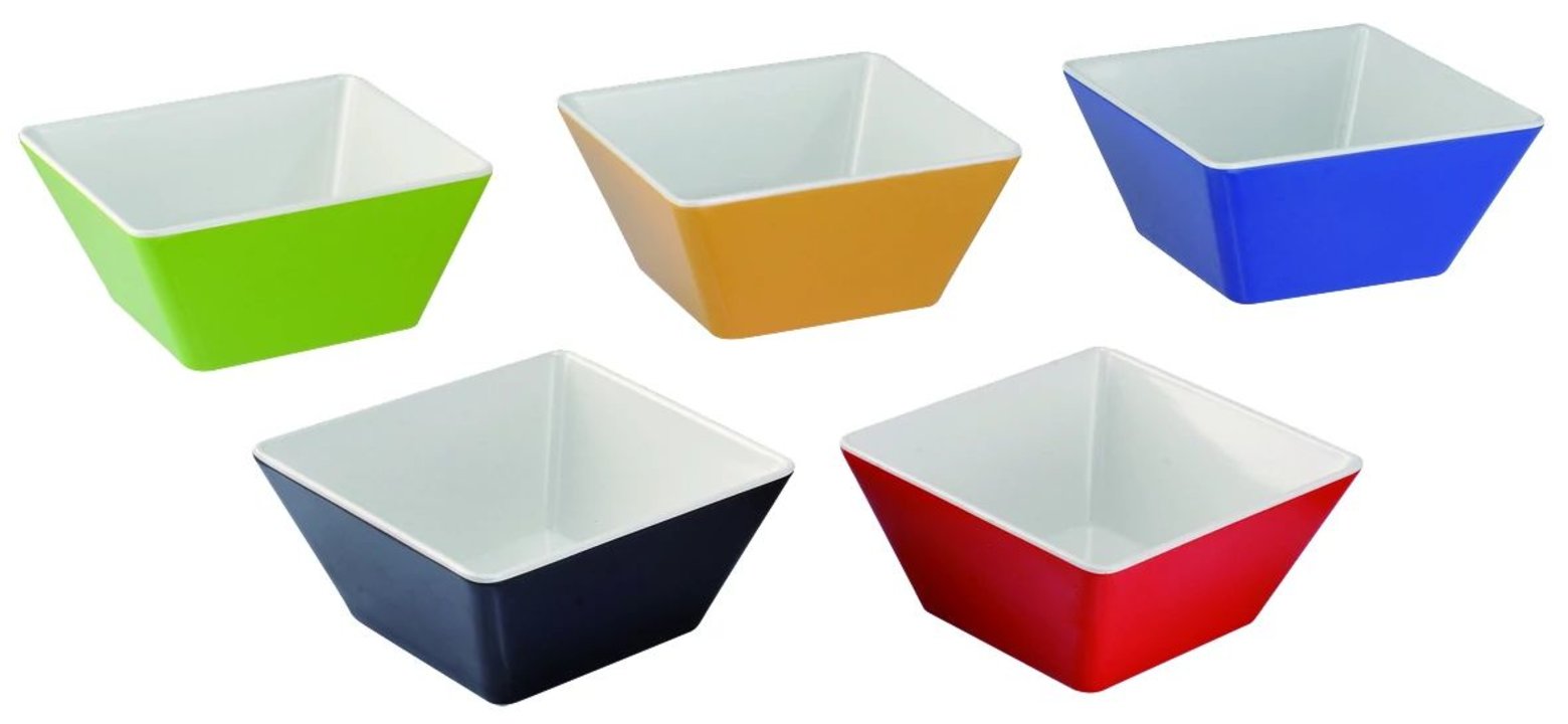 Bol carré deux couleurs de mélamine 24 x 24 cm en rouge