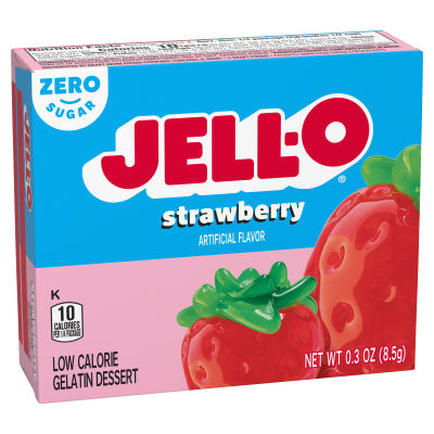 JELL-O Zero Sugar Strawberry Flavor Gelatin, 0.3 oz Box