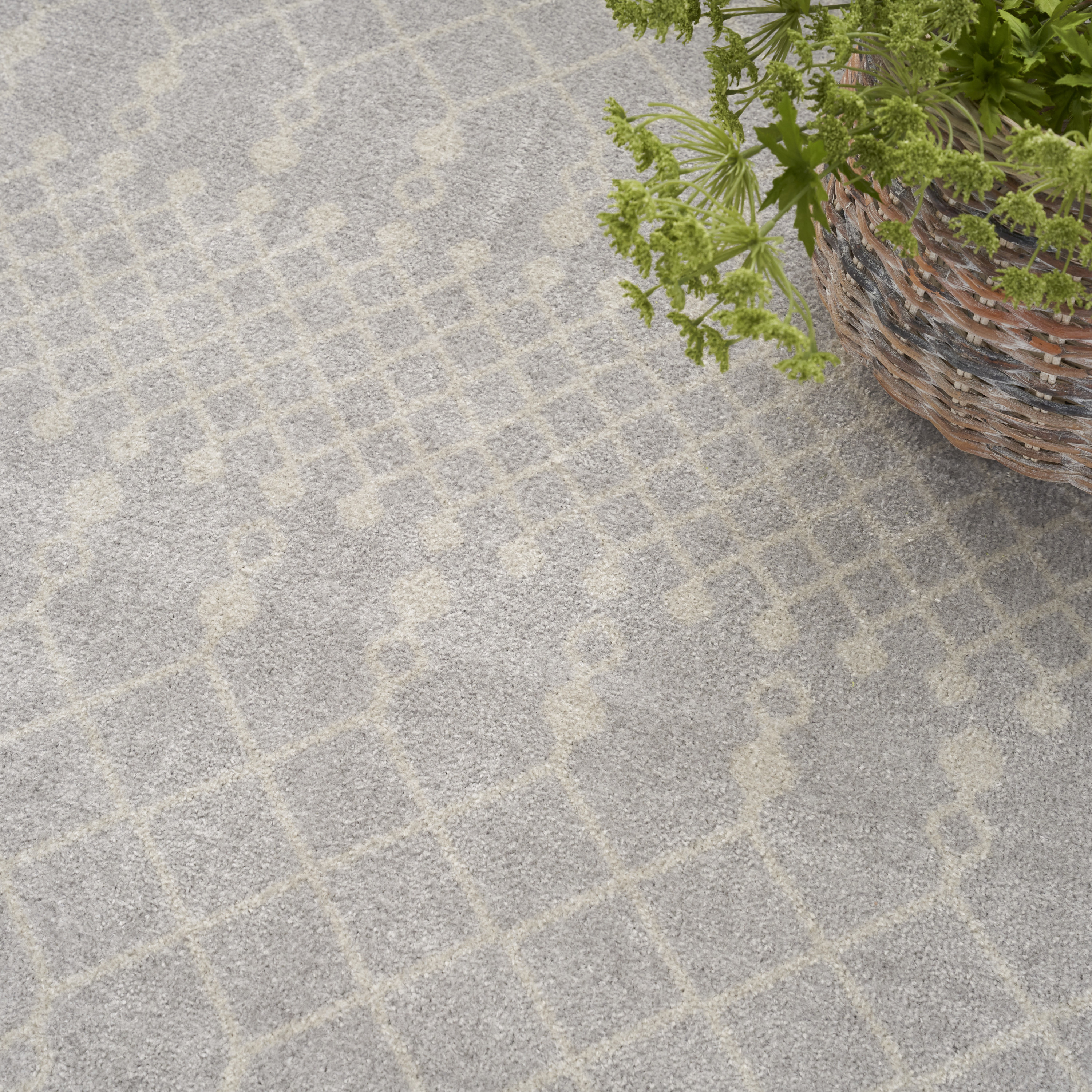 Nourison Astra Machine Washable 5'3" x Round Grey Bohemian Indoor Rug