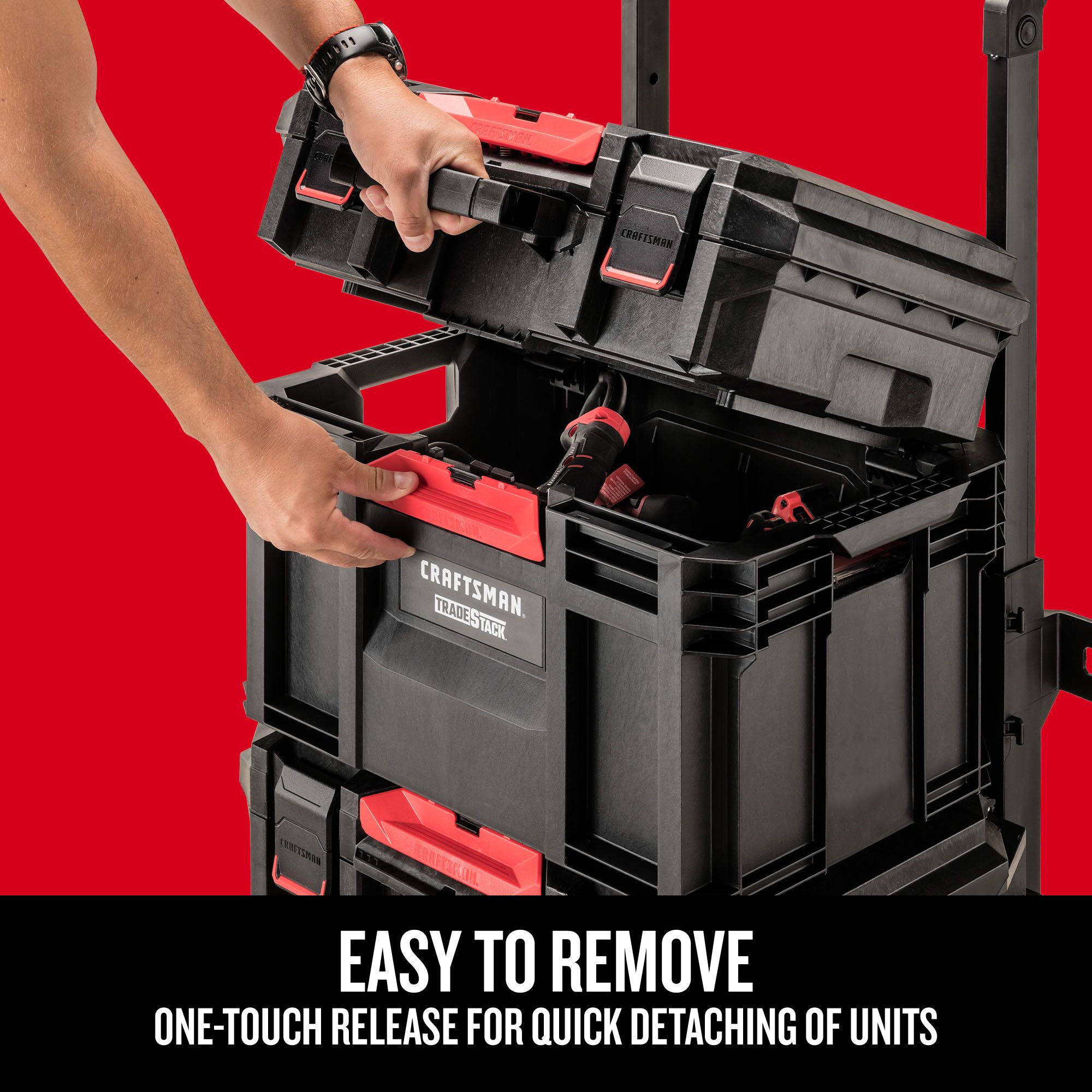 Easy to Remove. One Touch Release for quick detaching of units