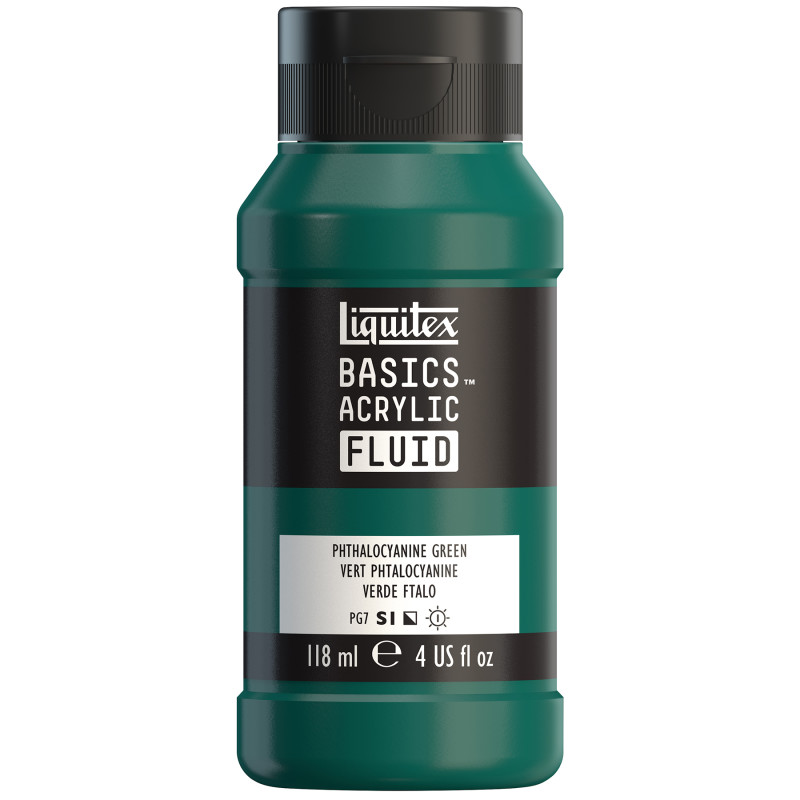 BASICS Acrylic Fluid, 118 mL Bottle, Phthalocyanine Green