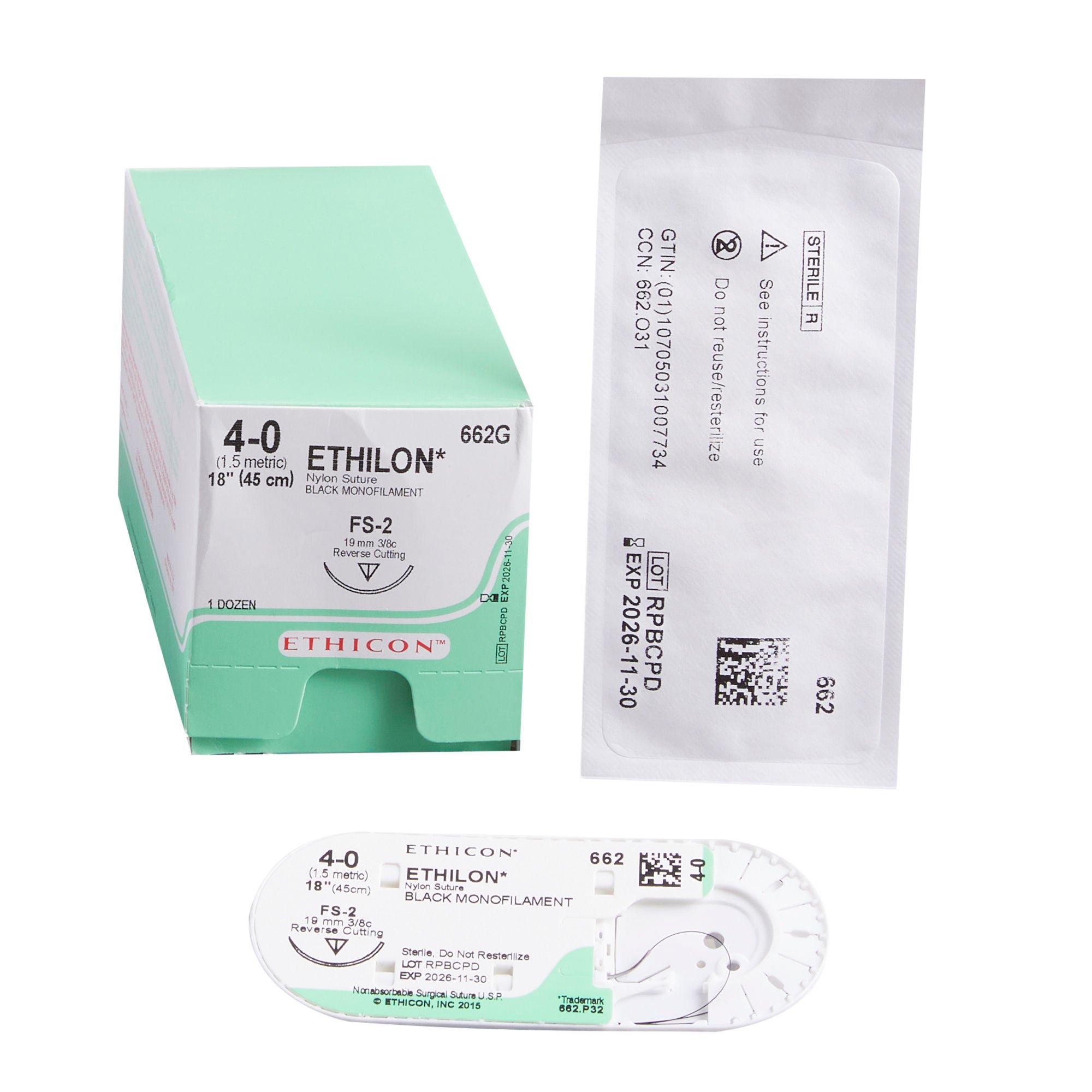 Ethilon™ Suture with Needle, Size 4-0, 19mm