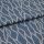 Blue woven fabric with cream embroidered wavy rope pattern, folded over itself, shown in a close-up studio view with soft, even lighting.