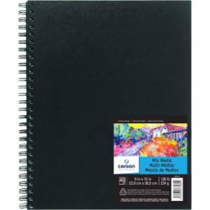 Artist Series Mixed Media Art Book, Black Cover, Side Wire Binding, 10 Sheet, 9x12 inch, 1 Count