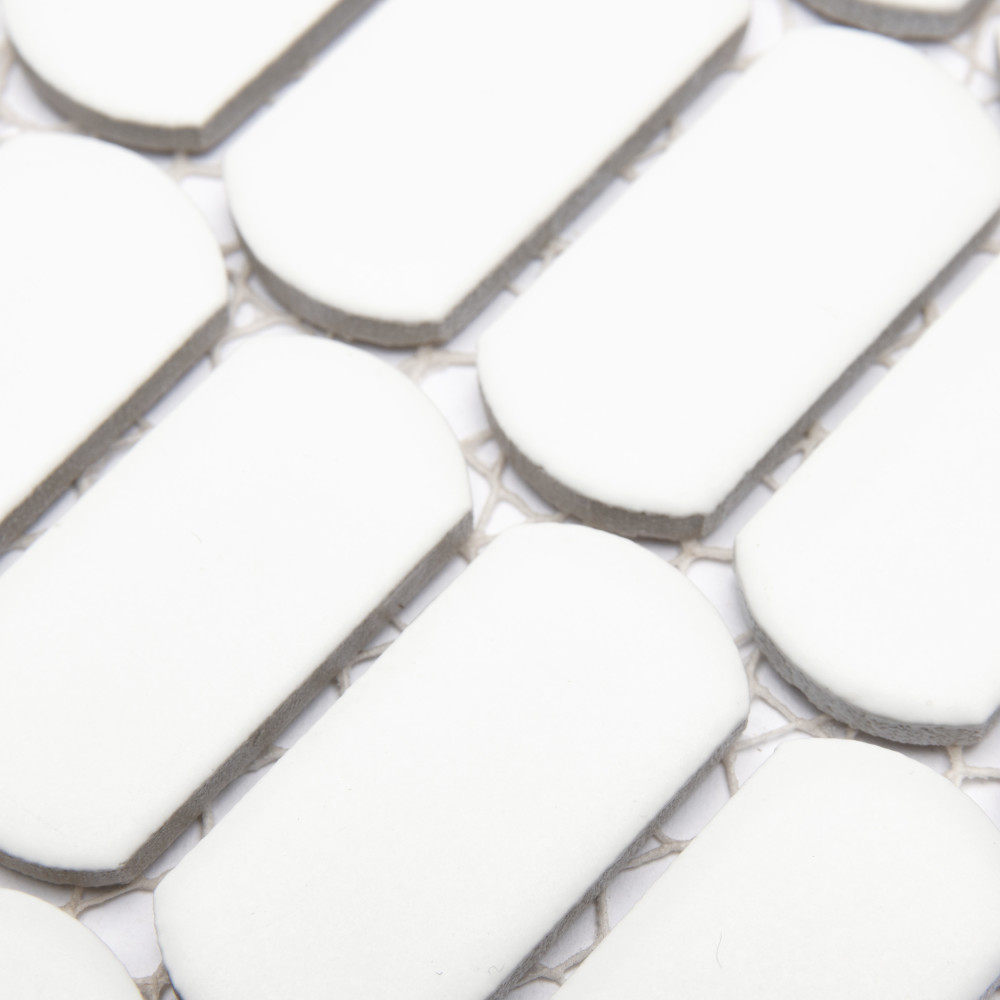 Hudson Capsule Matte White 12-1/4 in. x 13-1/8 in. Porcelain Mosaic Tile