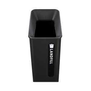 Rubbermaid Commercial, Sustain, Landfill, 15 gal, Metal/Resin, Black, Rectangle, Receptacle