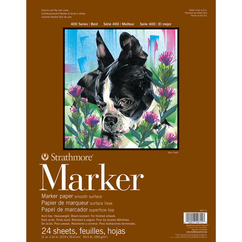 400 Series Marker Pad, Glue Binding, 24 Sheet, 11x14 inch, 1 Count