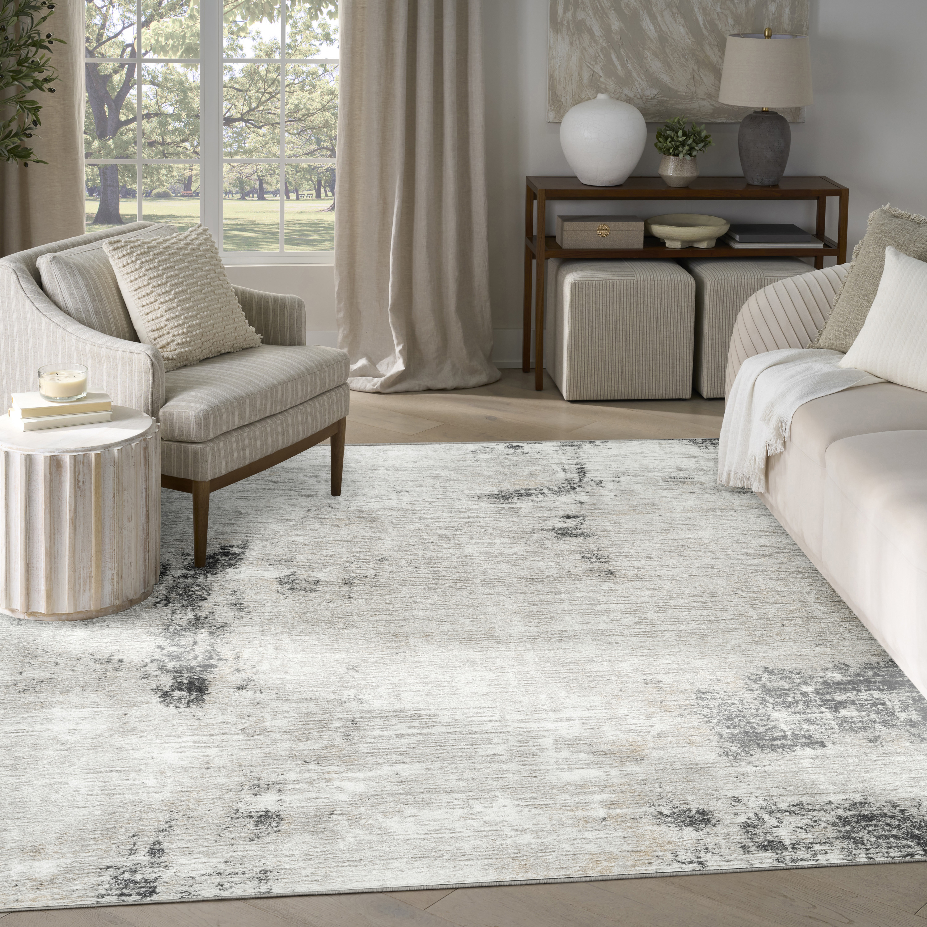 Nourison Dekor 7'10" x 9'10" Grey Charcoal Modern Indoor Rug