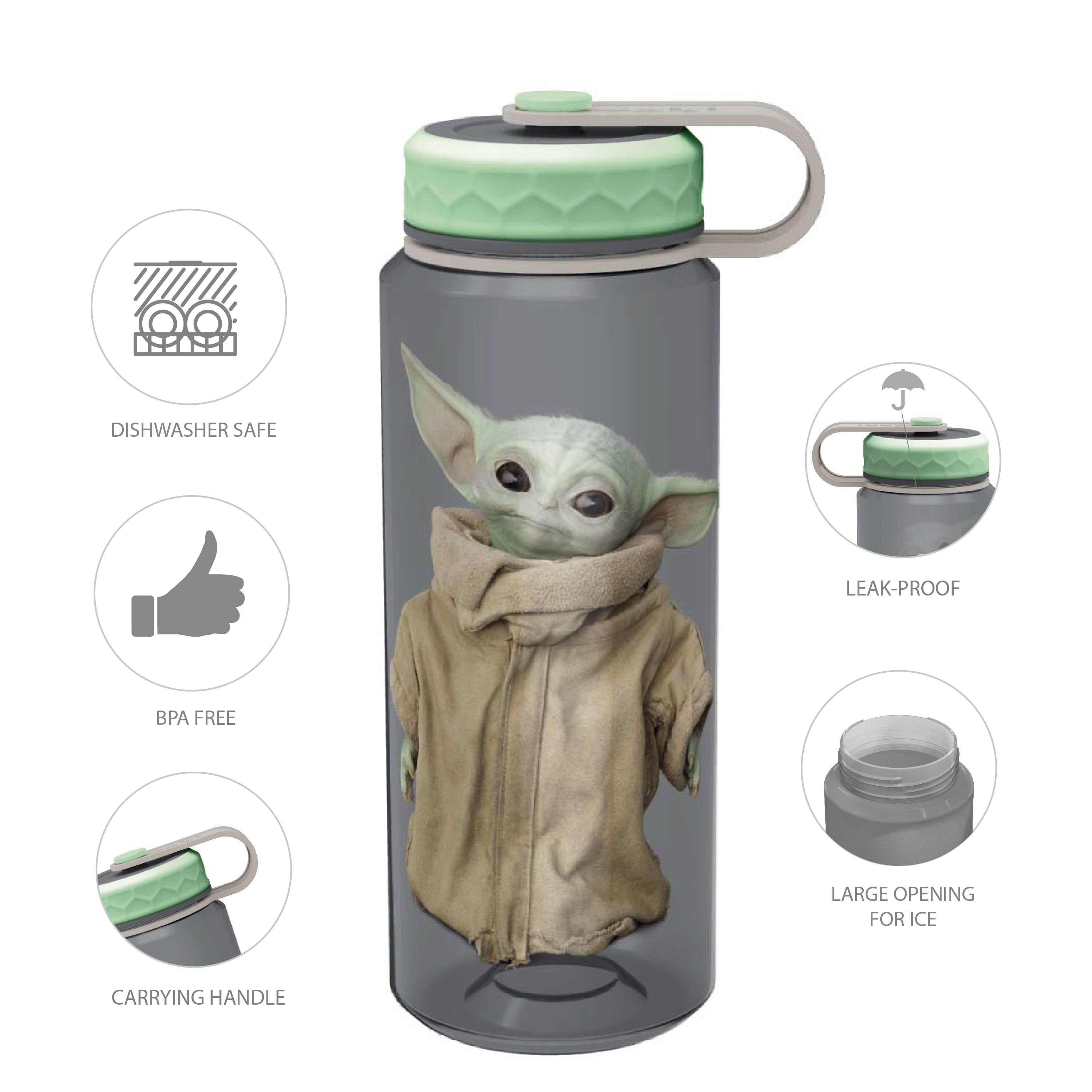 Star Wars: The Mandalorian 36 ounce Reusable Plastic Water Bottle, The Child (Baby Yoda) slideshow image 7