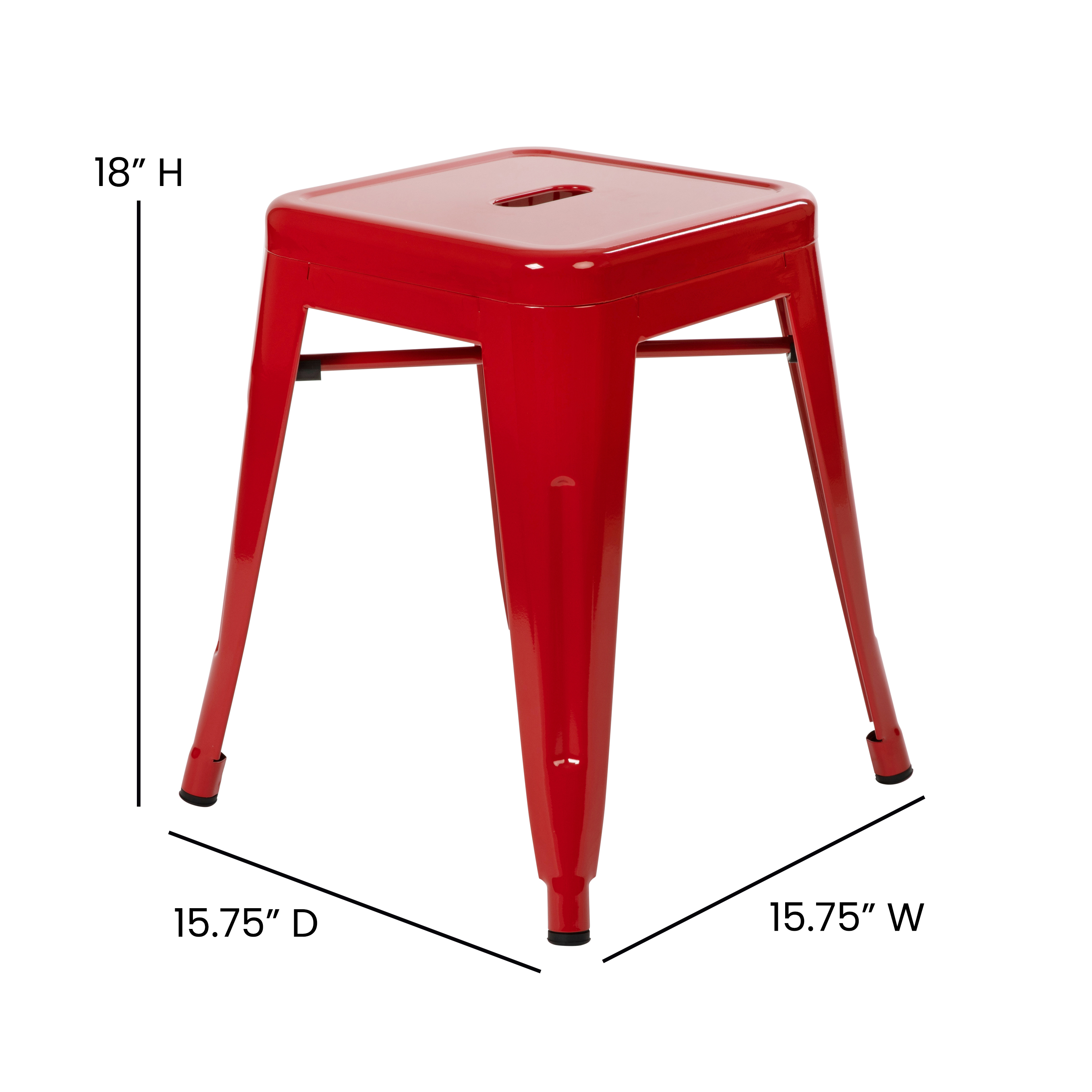 18" Table Height Stool, Stackable Backless Metal Indoor Dining Stool, Commerc... - Picture 40 of 114