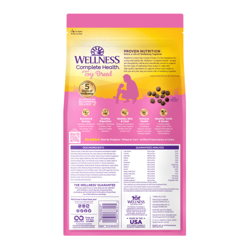 Wellness Complete Health Grained Toy Breed Chicken & Rice back packaging