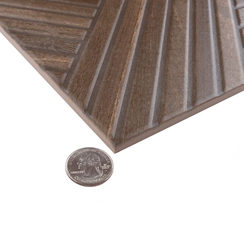 Tangram Wood Walnut 17-3/8 in. x 17-3/8 in. Porcelain Floor and Wall Tile