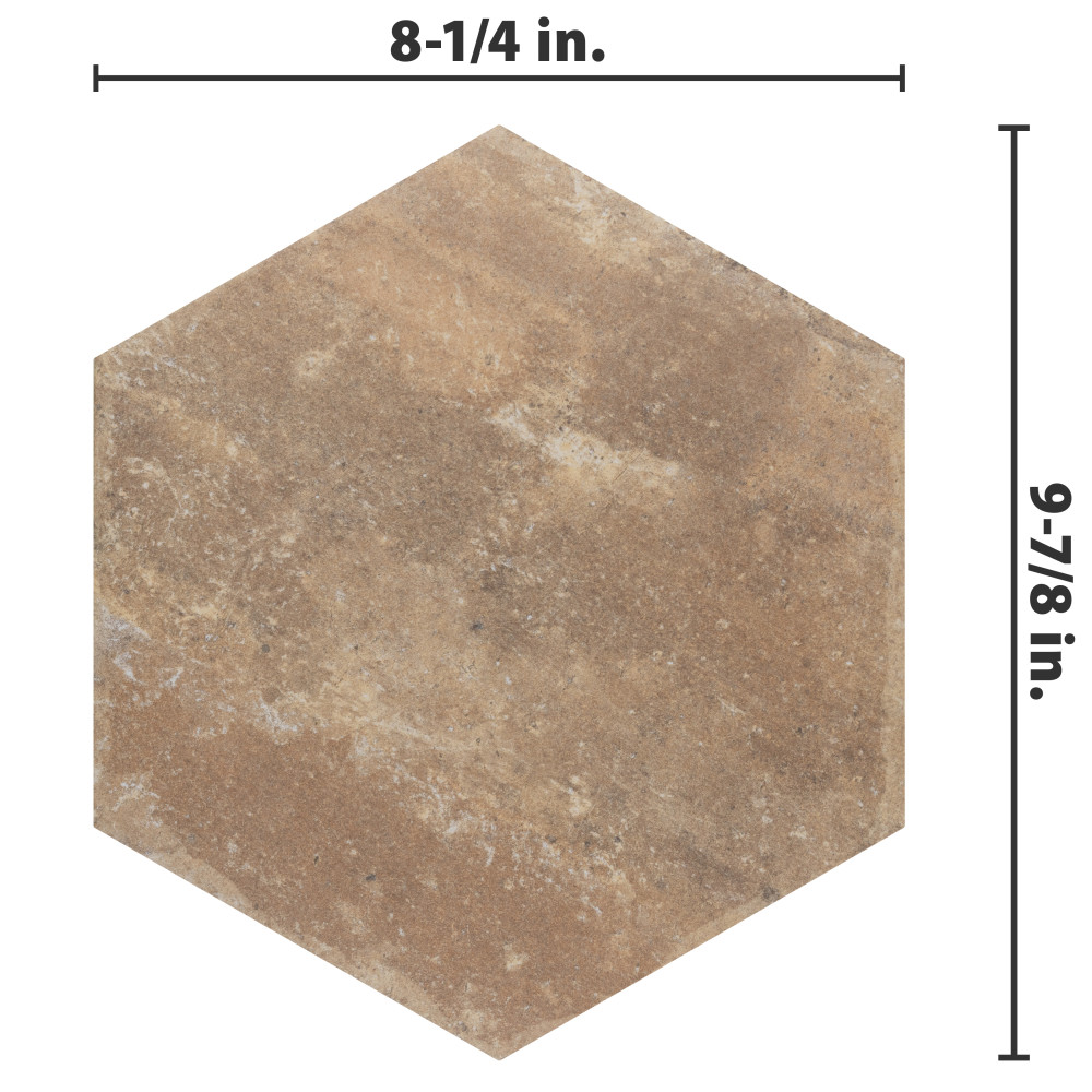 Brickyard Hex Beige 8.5x9.88 Hexagon Porcelain Floor and Wall Digital Pattern