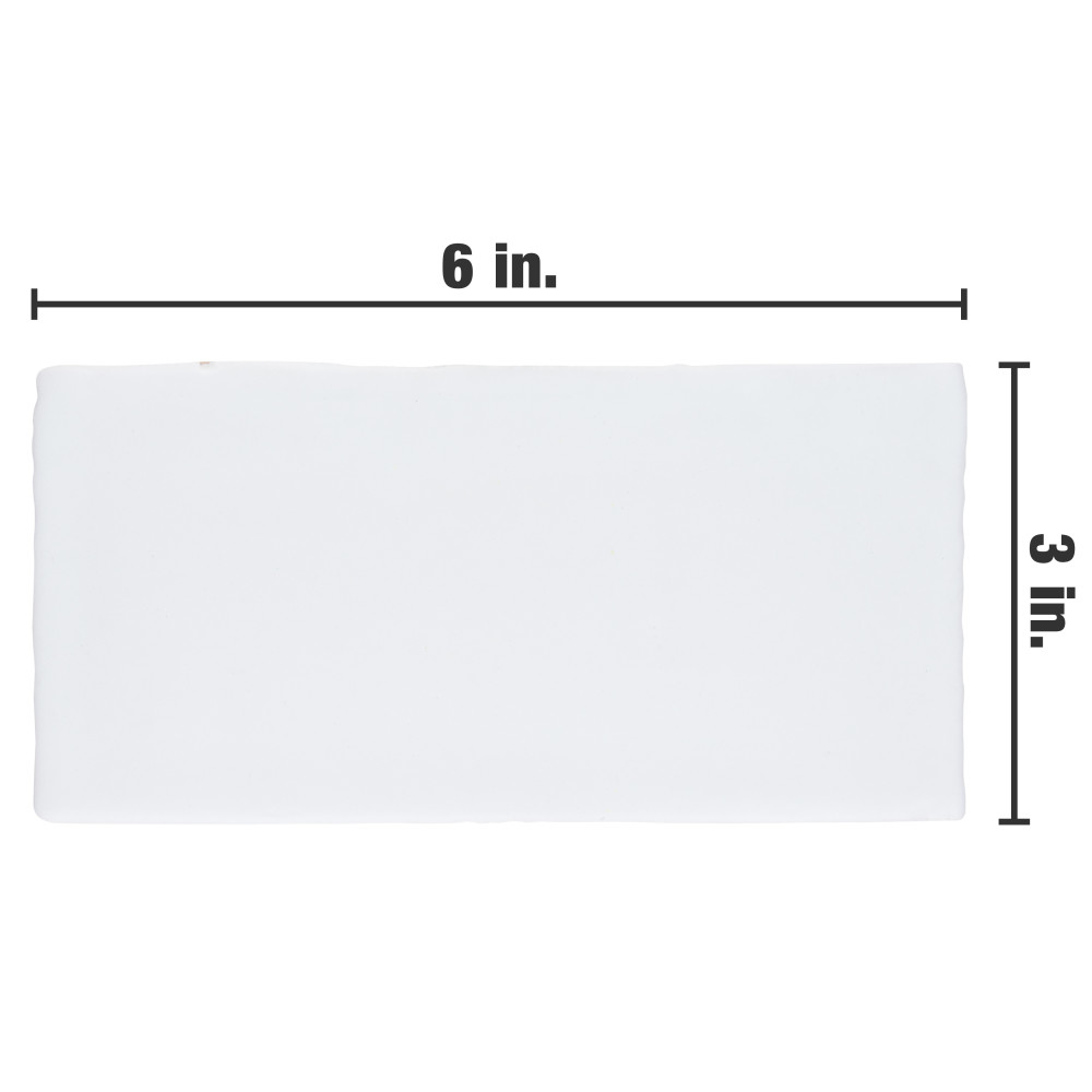 Castillo Matte White 3 in. x 6 in. Ceramic Wall Tile