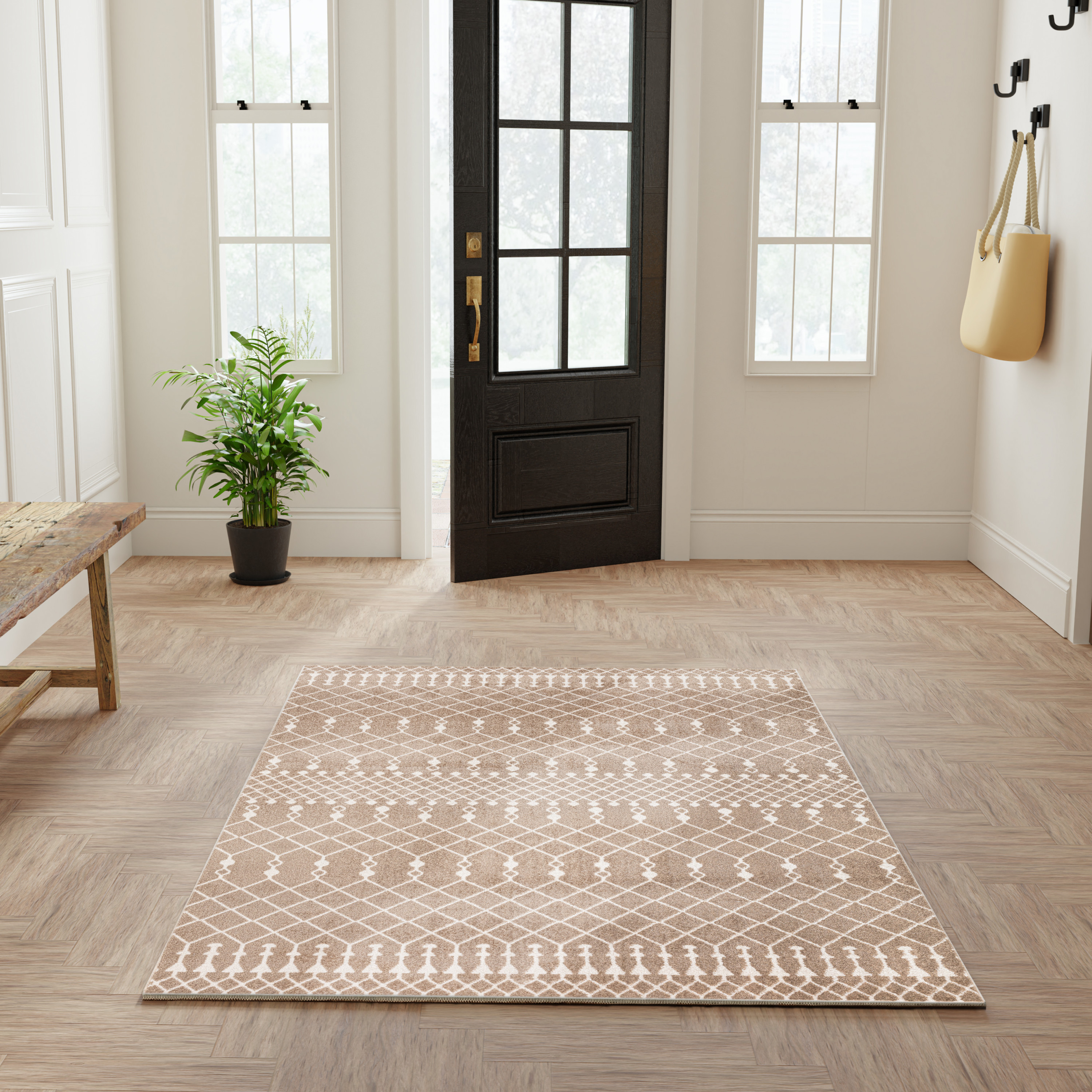 Nourison Astra Machine Washable 4' x 6' Taupe Bohemian Indoor Rug