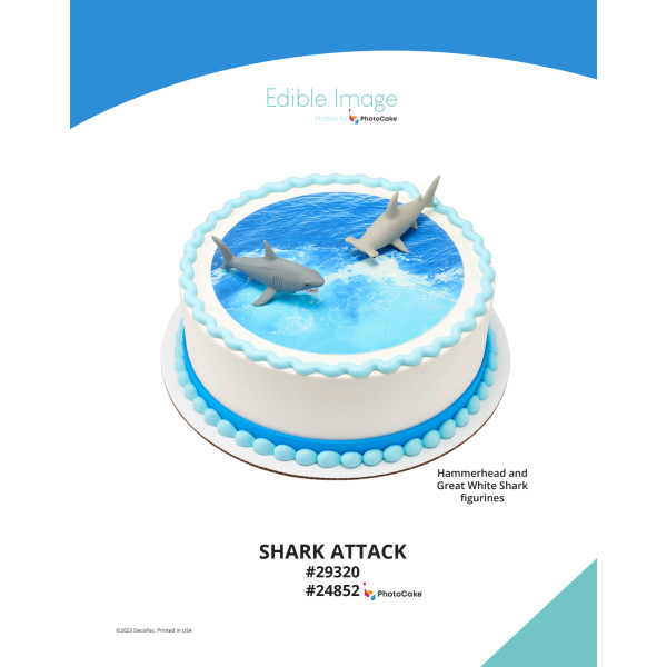 Shark Attack The Magic of Cakes® PhotoCake® Enhanced Round Background Page