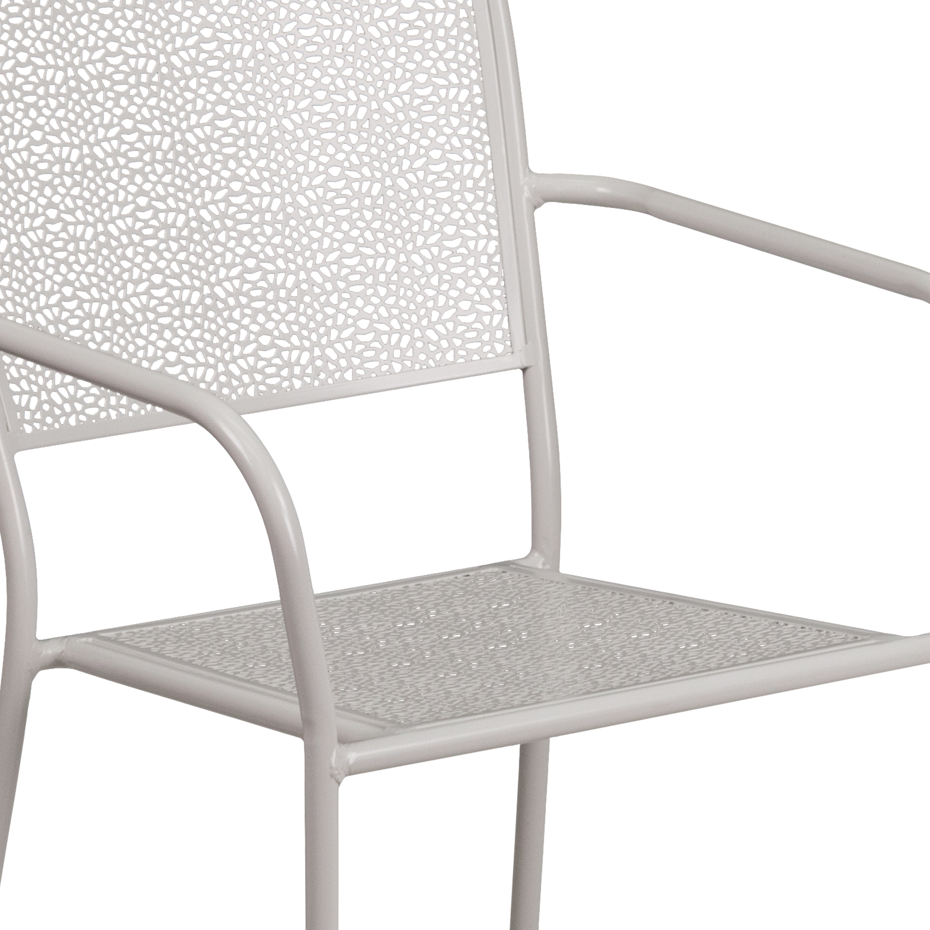 Commercial Grade Sky Blue Indoor-Outdoor Steel Patio Arm Chair with Square Back - Picture 59 of 61