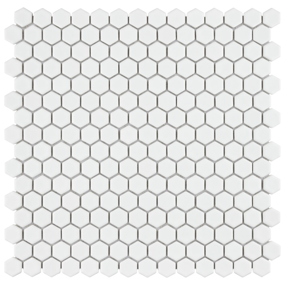 Colmena Hex Matte White 11-1/2 in. x 11-5/8 in. Porcelain Mosaic Tile