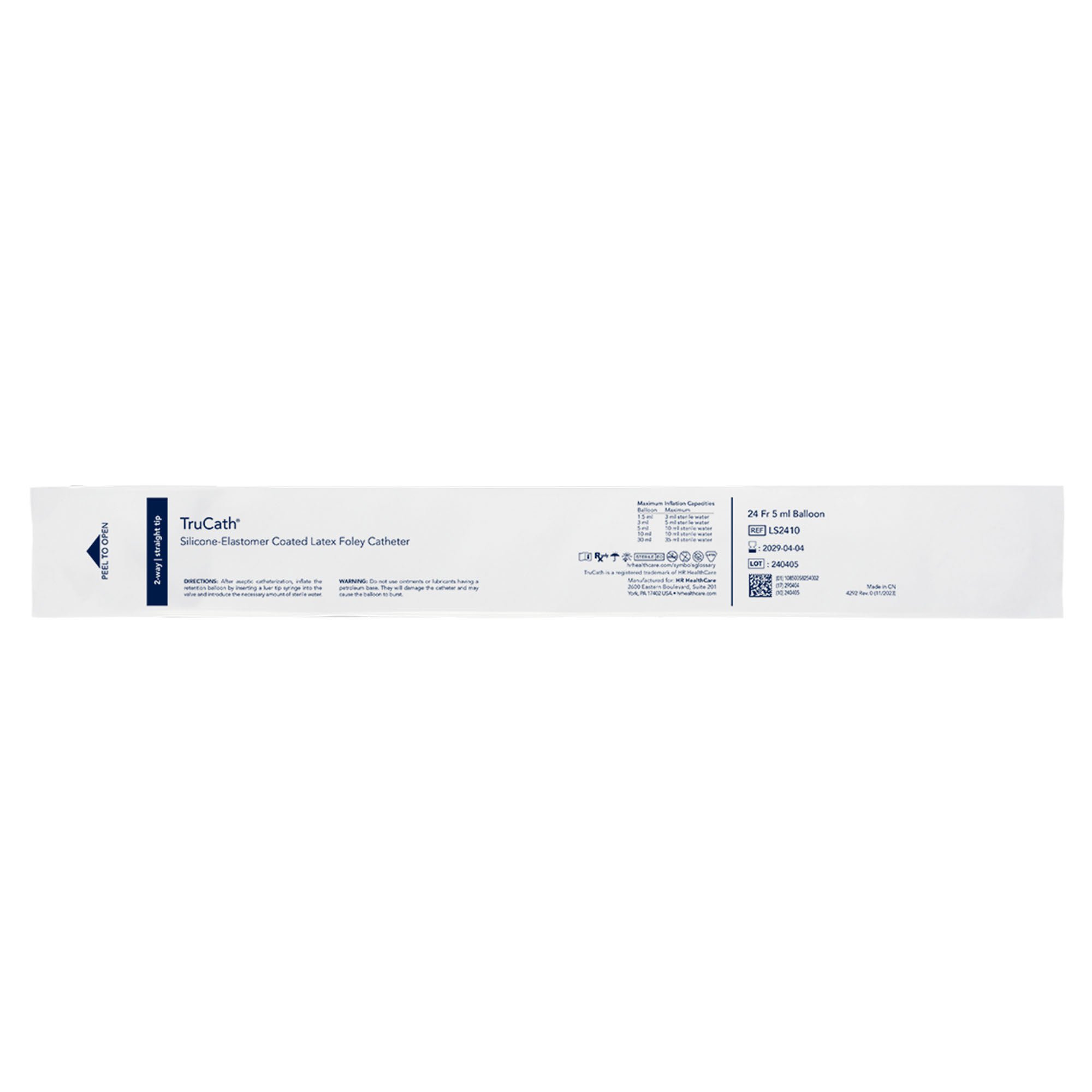 HR Healthcare CATHETER, FOLEY 2-WAY W/5ML BALLOON 24FR (12/CS)