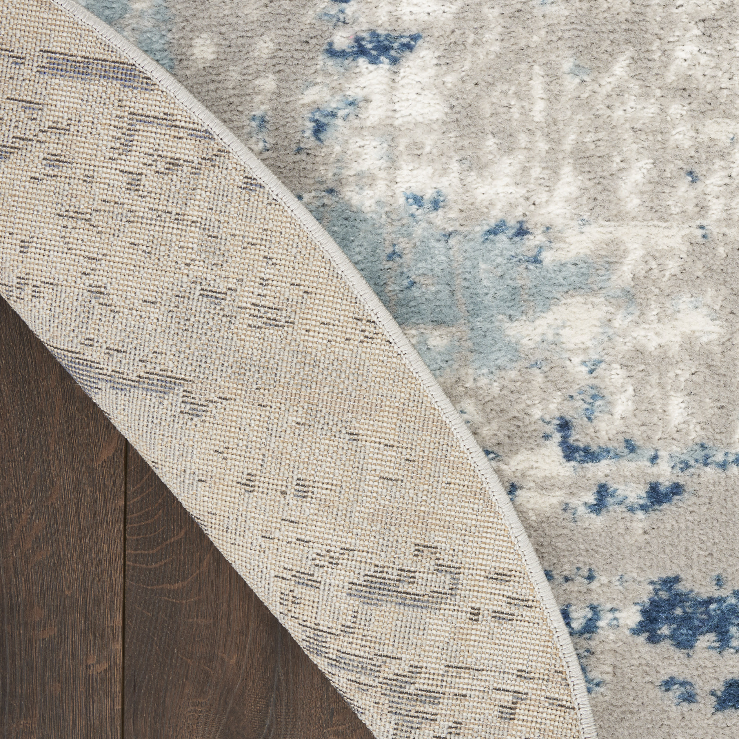 Nourison Quarry 4' x Round Ivory Grey Blue Modern Indoor Rug