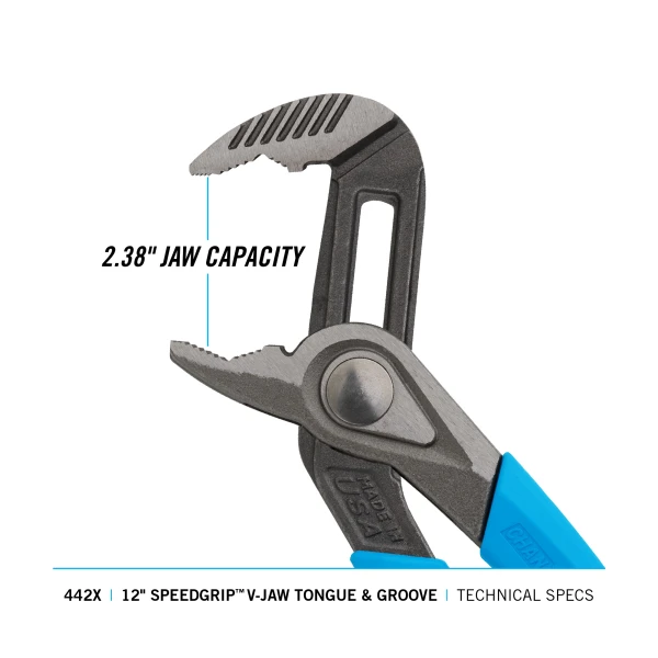 442X 12-inch SPEEDGRIP V-Jaw Tongue & Groove Pliers