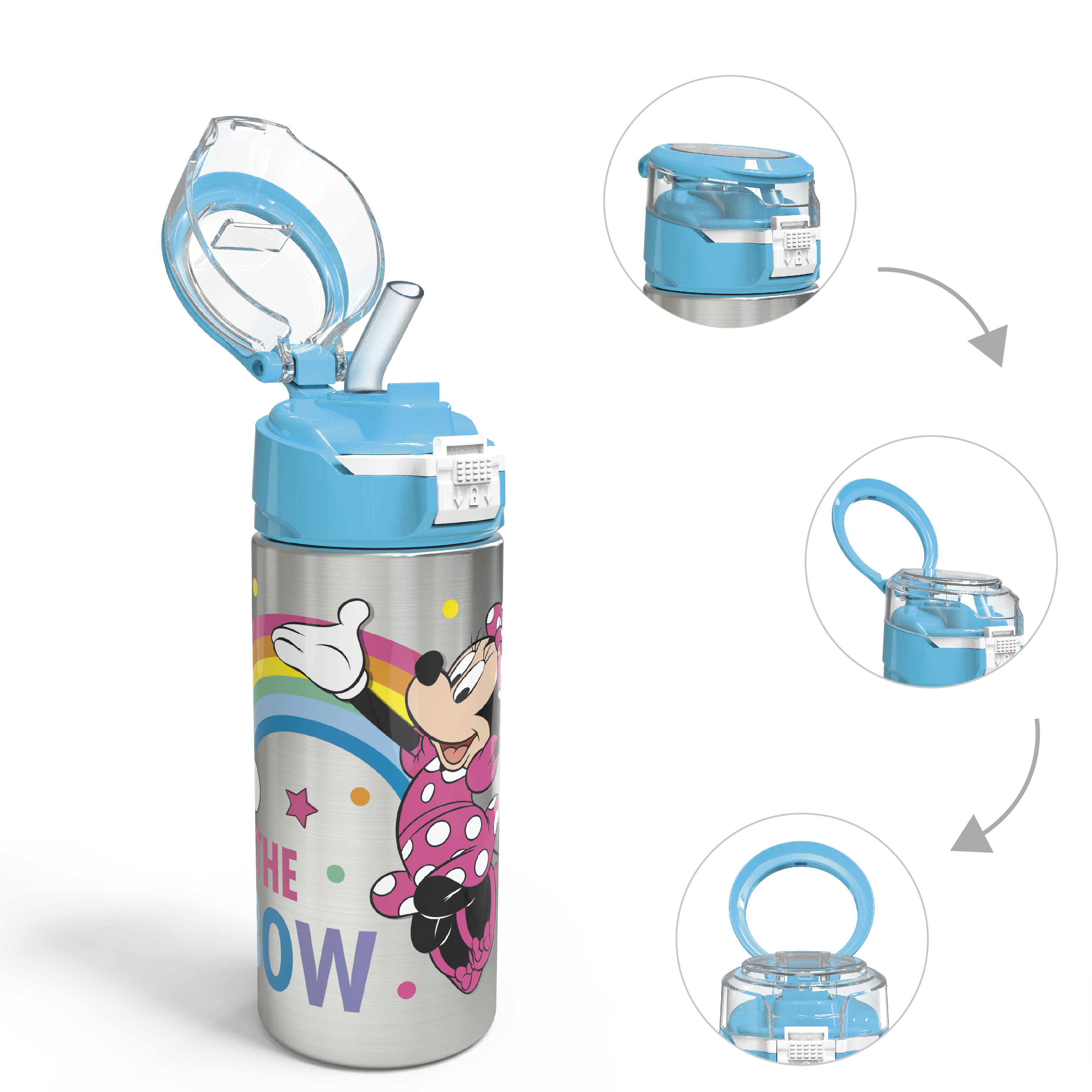 Disney 19.5 ounce Stainless Steel Water Bottle with Straw, Minnie Mouse slideshow image 1