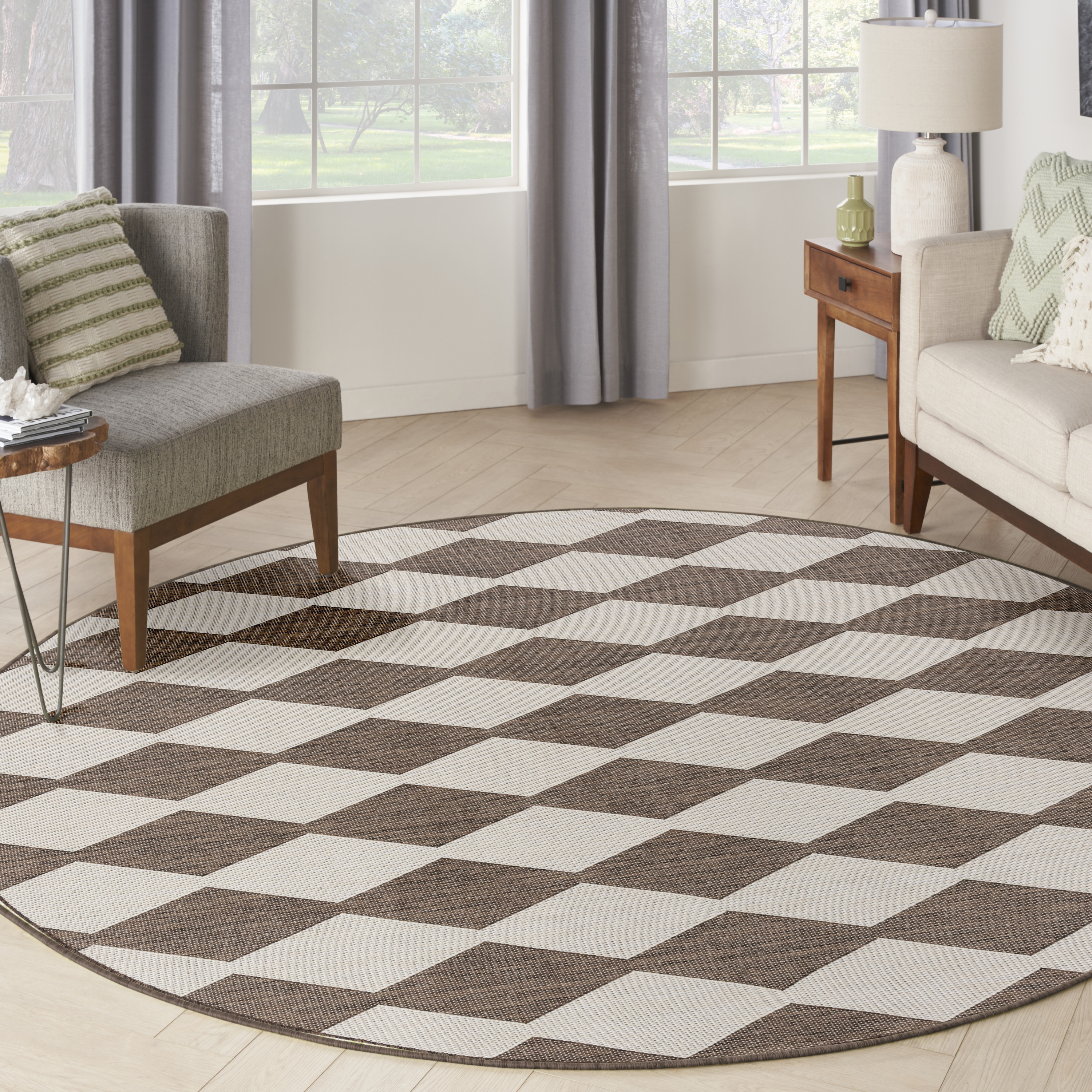 Nourison Positano 6' x Round Natural Modern Rug