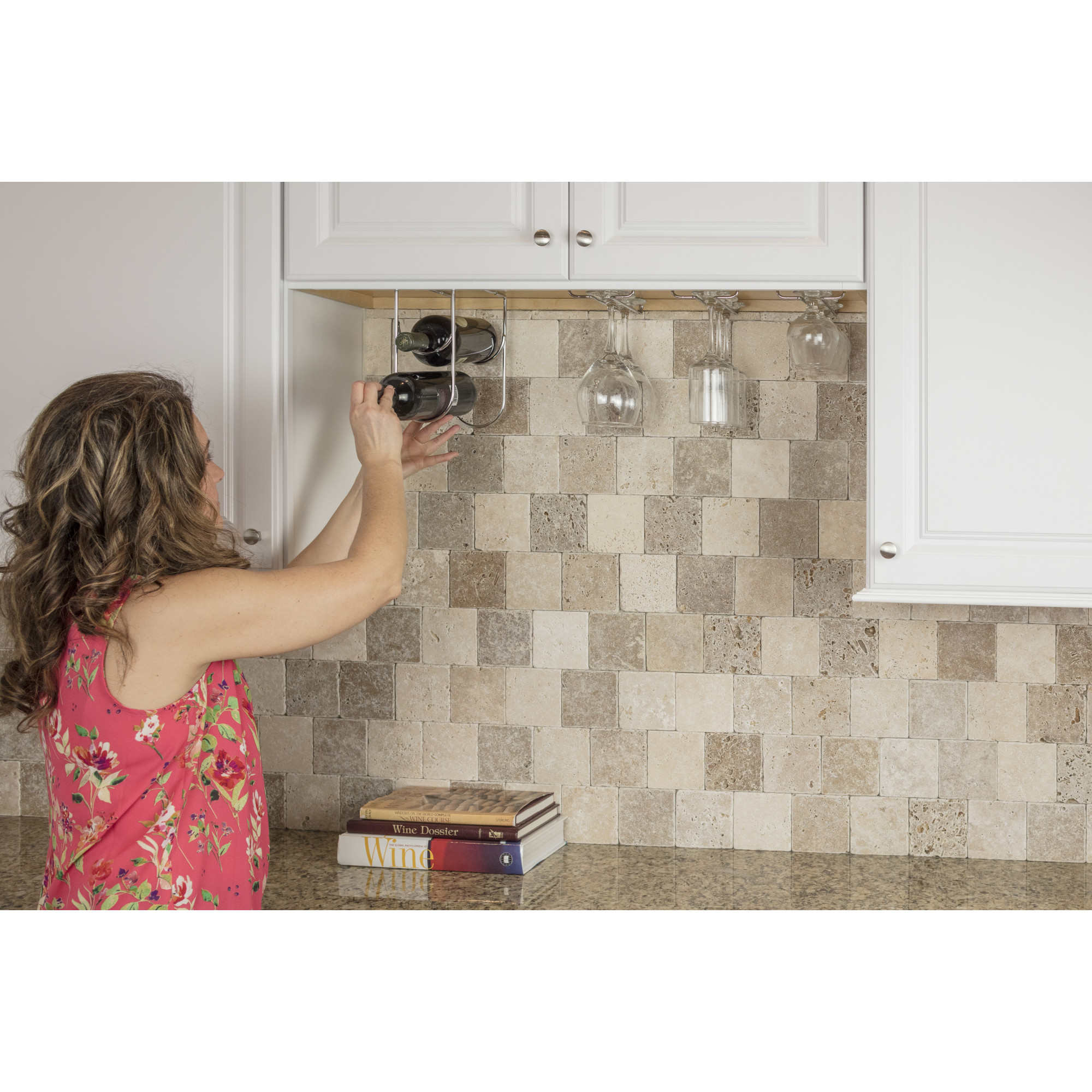 Polished Chrome Under Cabinet Wine Bottle Rack