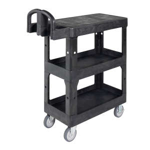 Rubbermaid Commercial, BRUTE® 3-Shelf Heavy Duty Ergo, Small, Utility Cart, Black