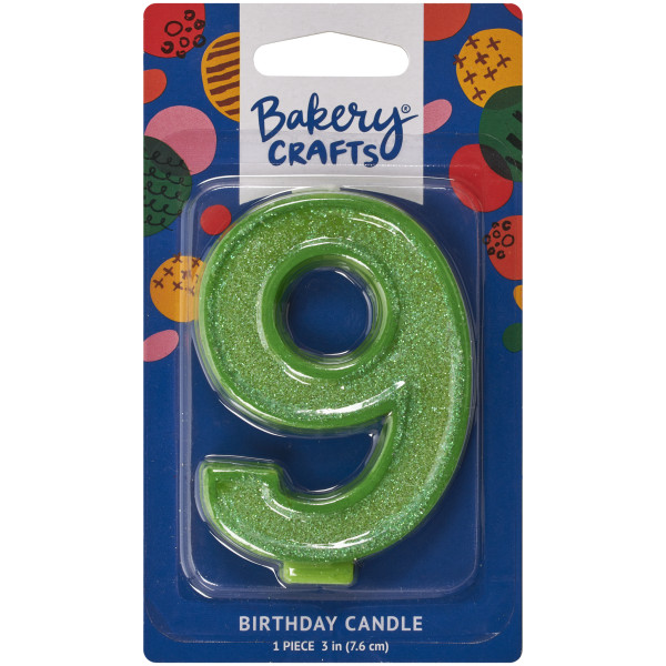 9 Glitter Numeral Candles