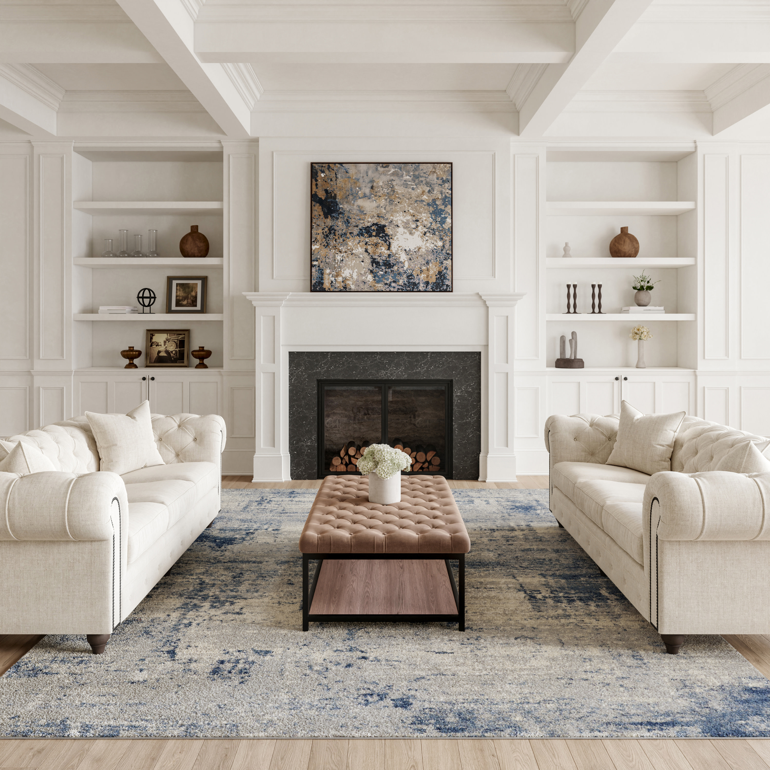 Nourison Rustic Textures 7'10" x 10'6" Ivory Blue Modern Indoor Rug