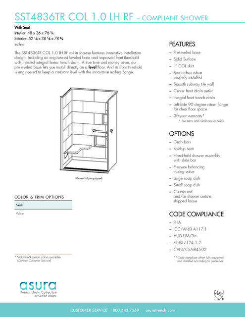Tech Data Sheet — Cd Shower Tech Data Asura Sst 4836 Tr Col 1 0 Lh Rf