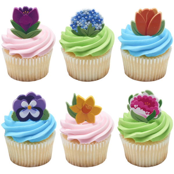 Bright Spring Flowers Cupcake Rings