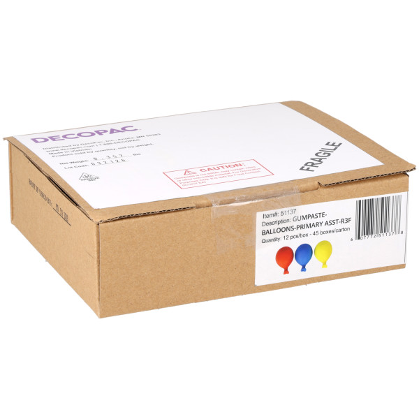 Primary Balloons Assortment - Red 3 Free Gum Paste Layon