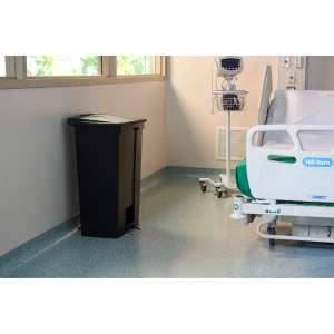 Rubbermaid Commercial, Legacy, 23 gal, Plastic, Black, Rectangle, Receptacle