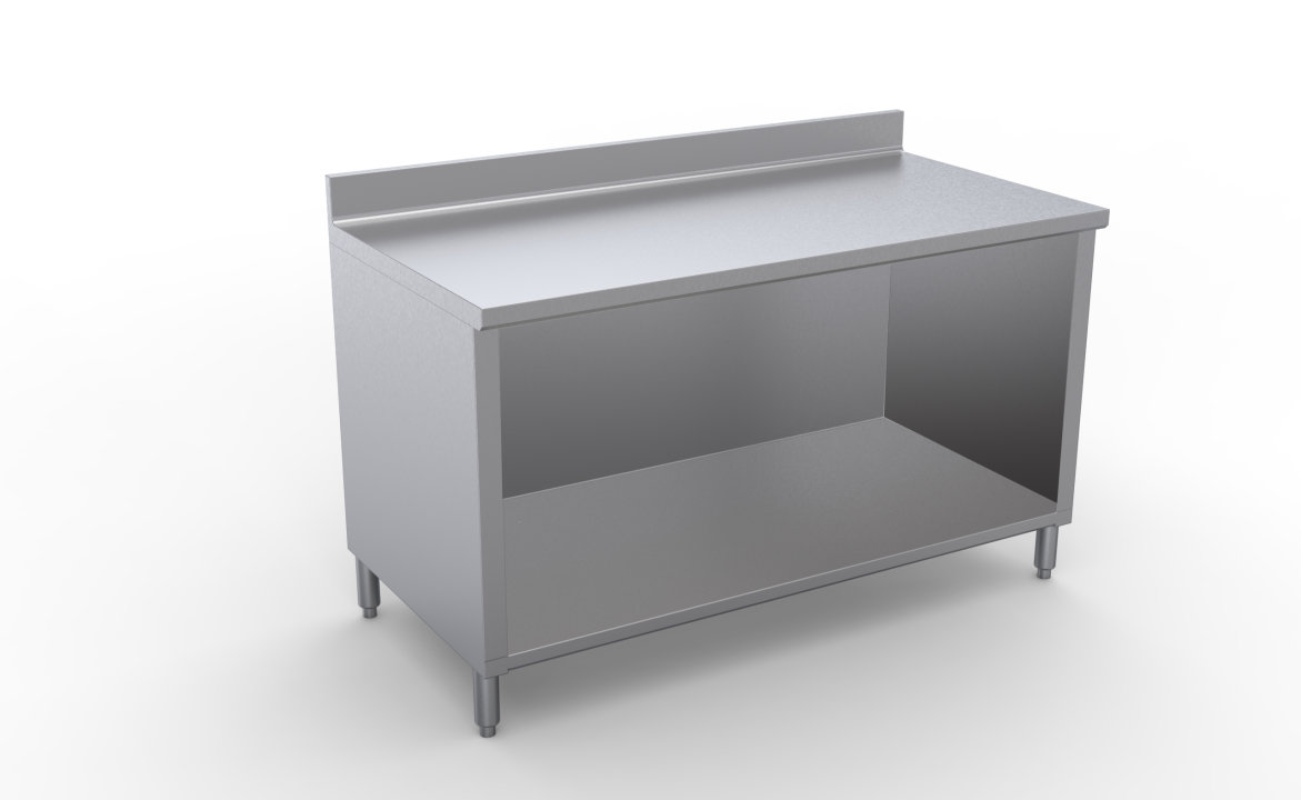 84- x 36-inch 4-Series Back of House Enclosed Base 16-Gauge Stainless Steel Work Table with Backsplash