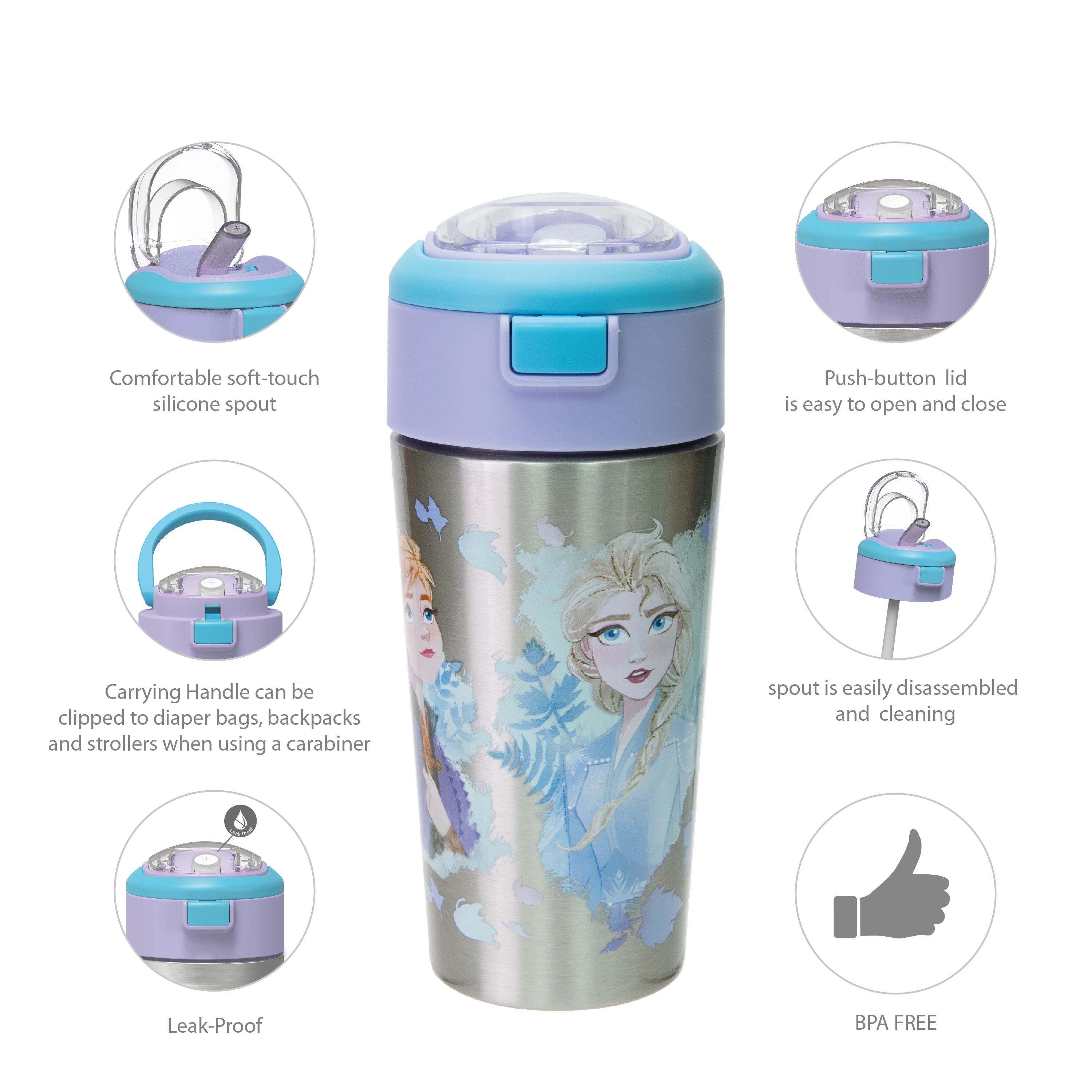 Disney Frozen 2 Movie 12 ounce Vacuum Insulated Reusable Stainless Steel Water Bottle, Anna, Elsa & Olaf slideshow image 5 Disney Frozen 2 Movie 12 ounce Vacuum Insulated Reusable Stainless Steel Water Bottle, Anna, Elsa & Olaf slideshow image 5