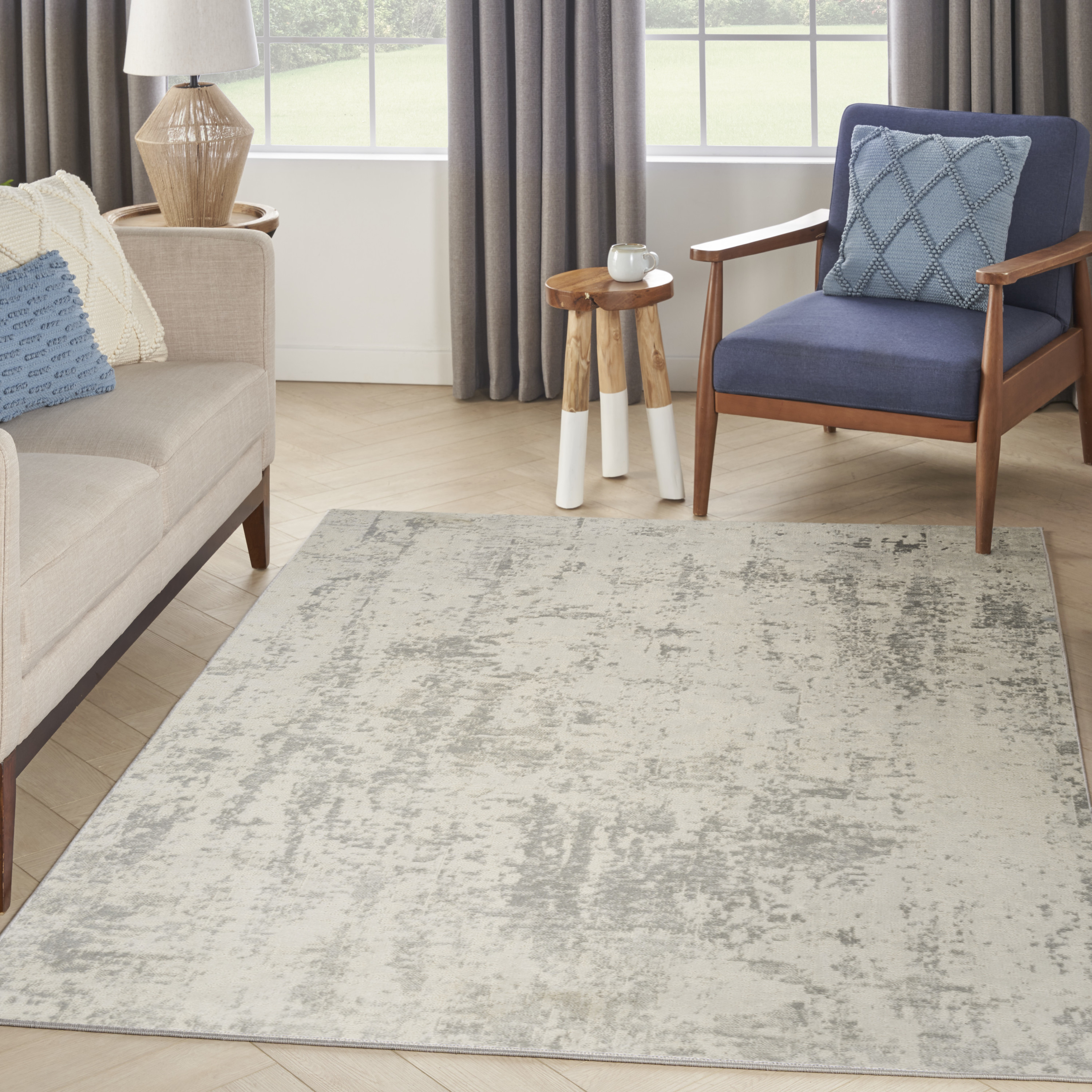Nourison Quarry 3'9" x 5'9" Cream Grey Modern Indoor Rug
