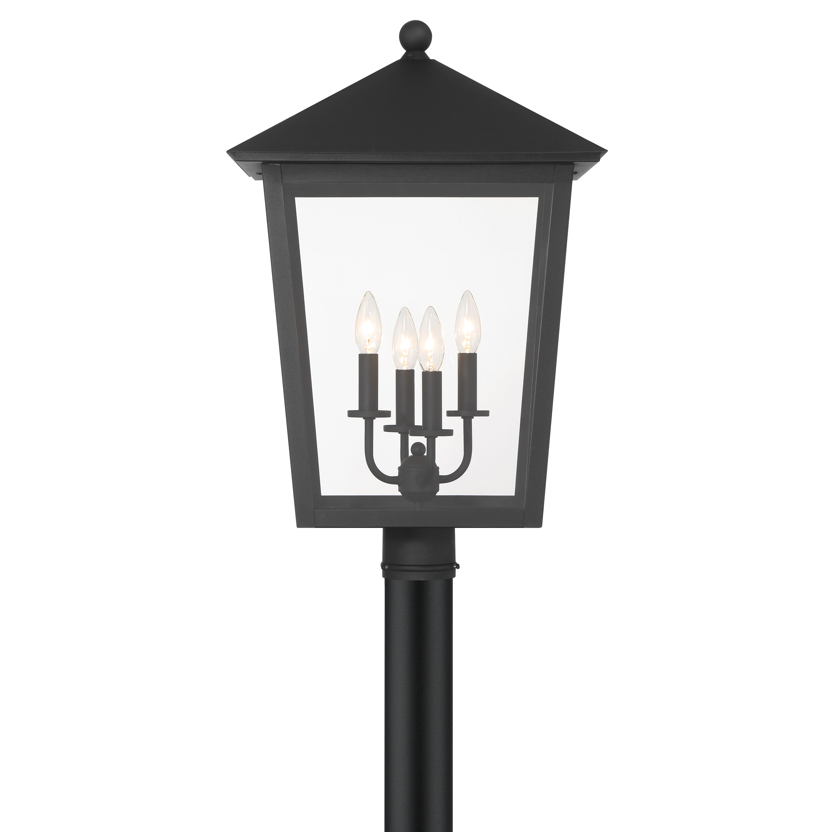 4 Light Outdoor Post Mount in Sand Coal Finish with Clear Glass - alternate view