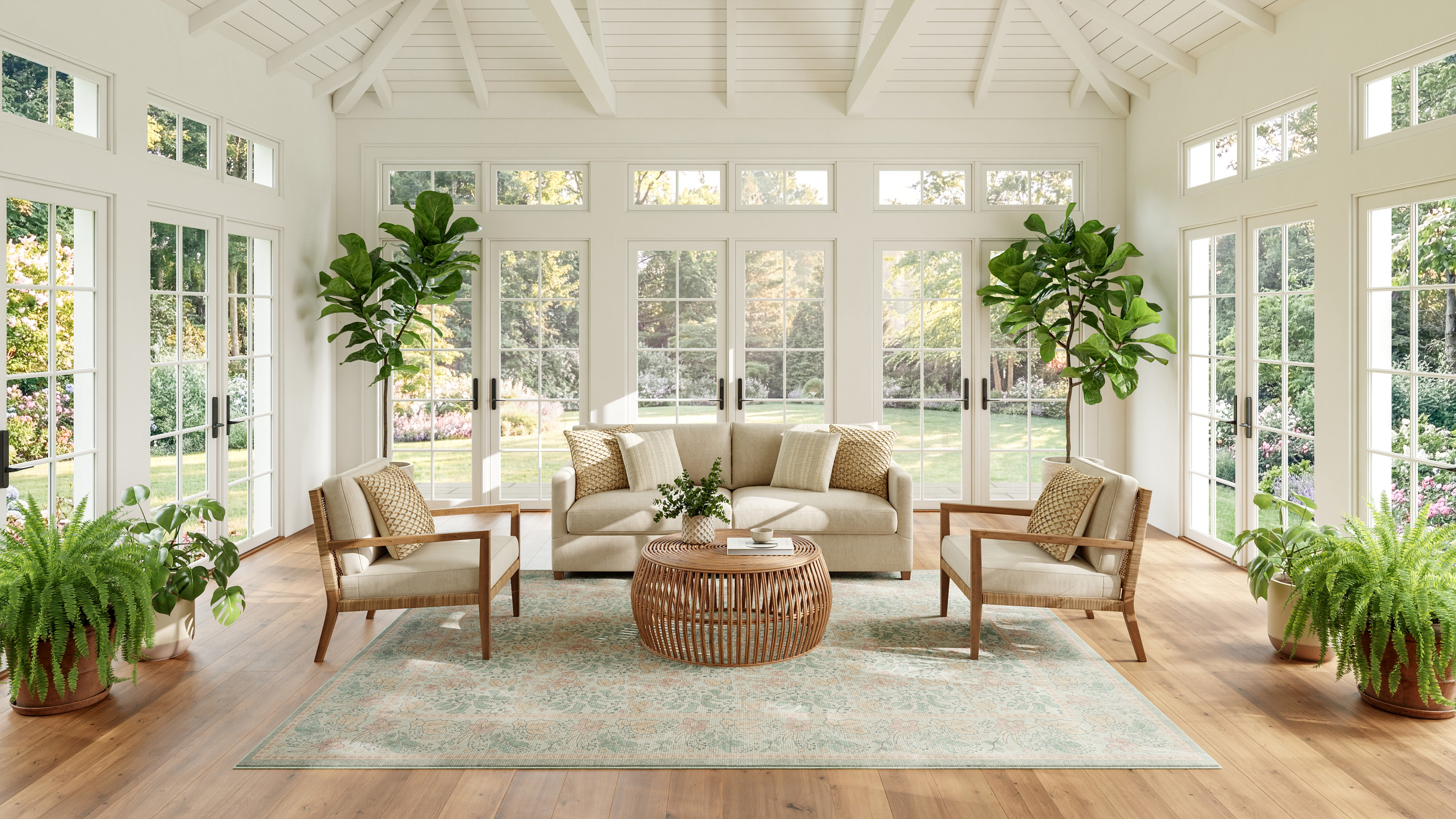 Nourison Botanical Washables 7'6" x 9'10" Green Multicolor Farmhouse Indoor Rug