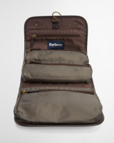 Waxed Hanging Washbag Olive/Beacon