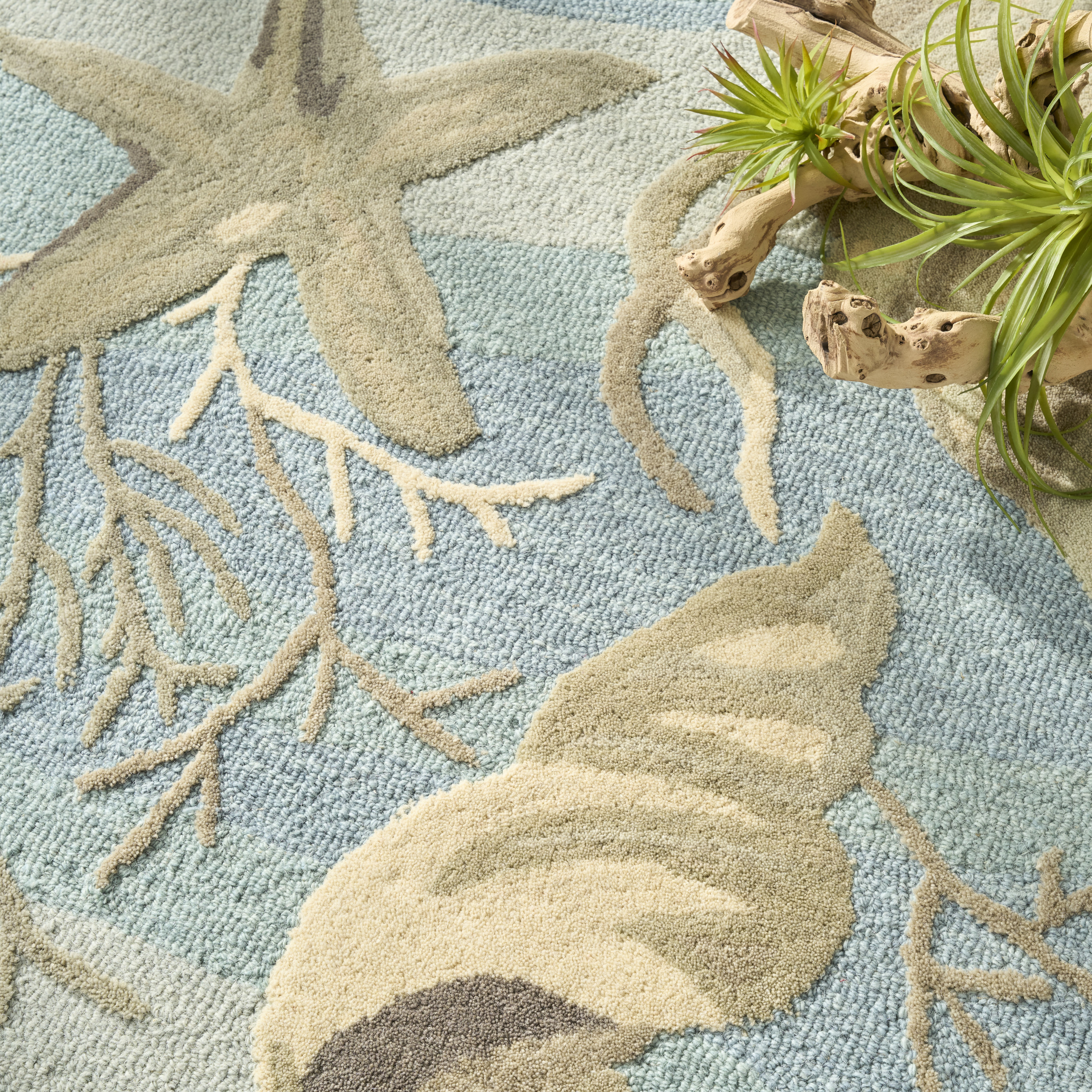 Nourison Waterside 7'9" x 9'9" Blue Coastal, Nautical & Beach Indoor Rug