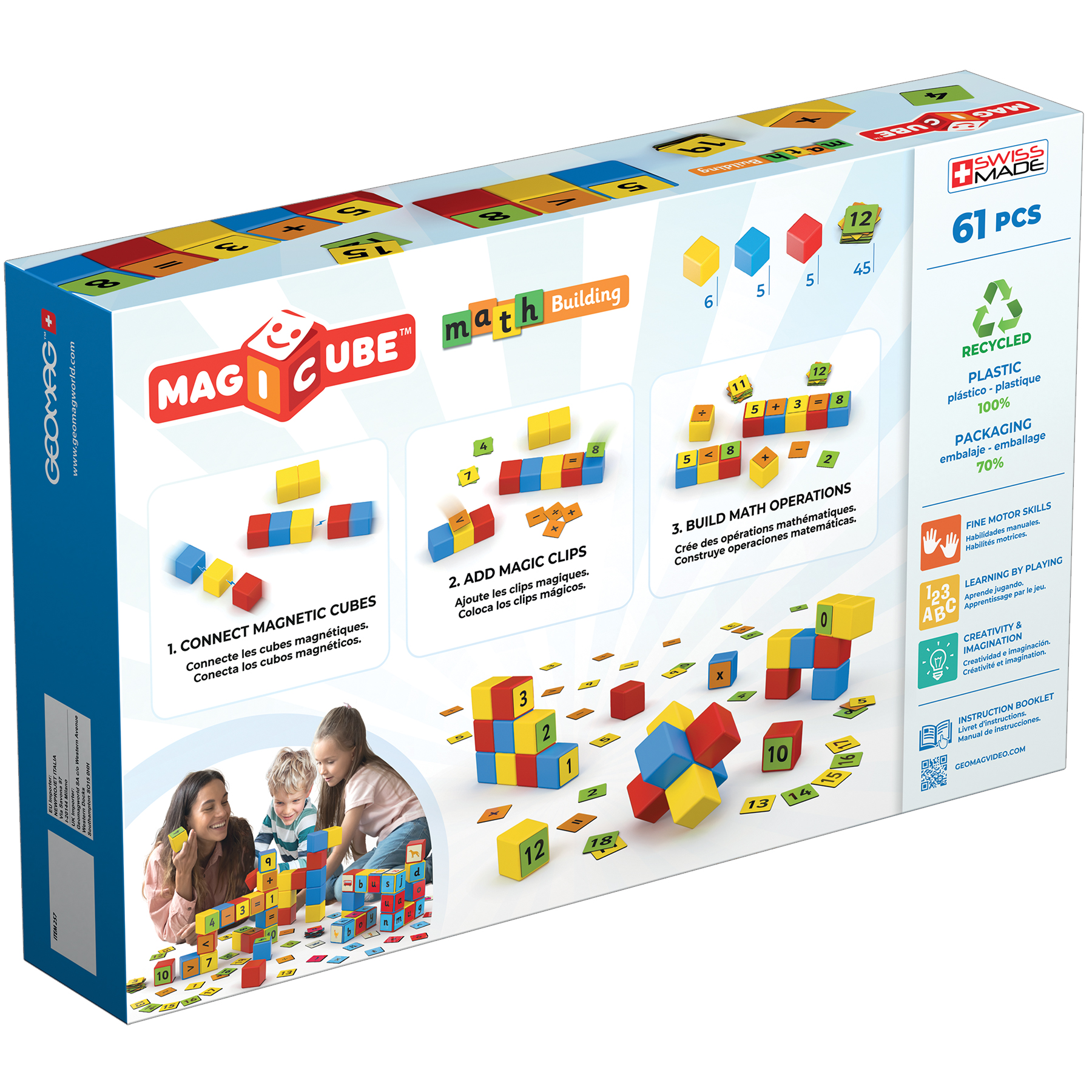 Geomag Magicube Math Building Set, Recycled, 61 Pieces image number null