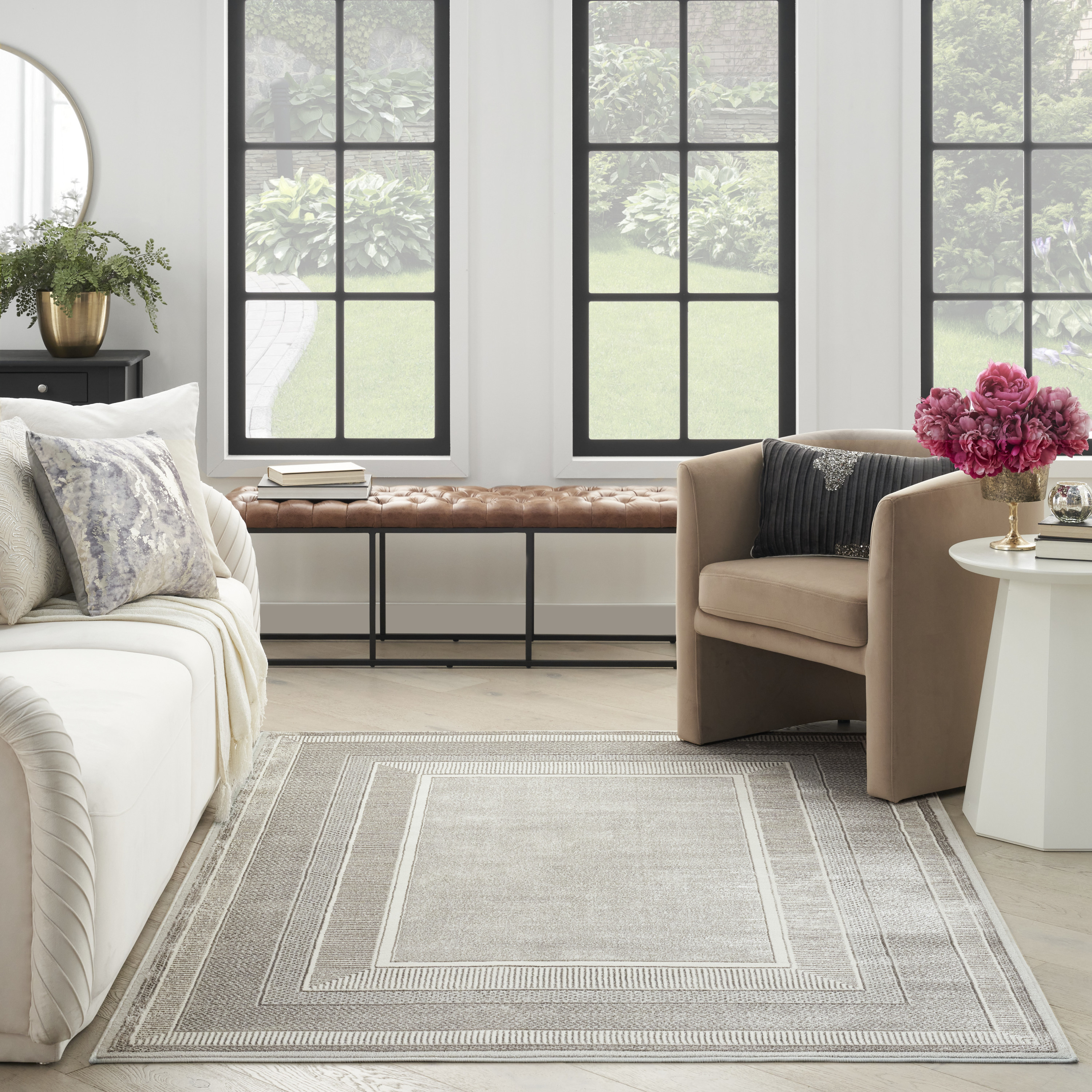 Nourison Glitz 7'10" x 9'10" Silver Modern Indoor Rug